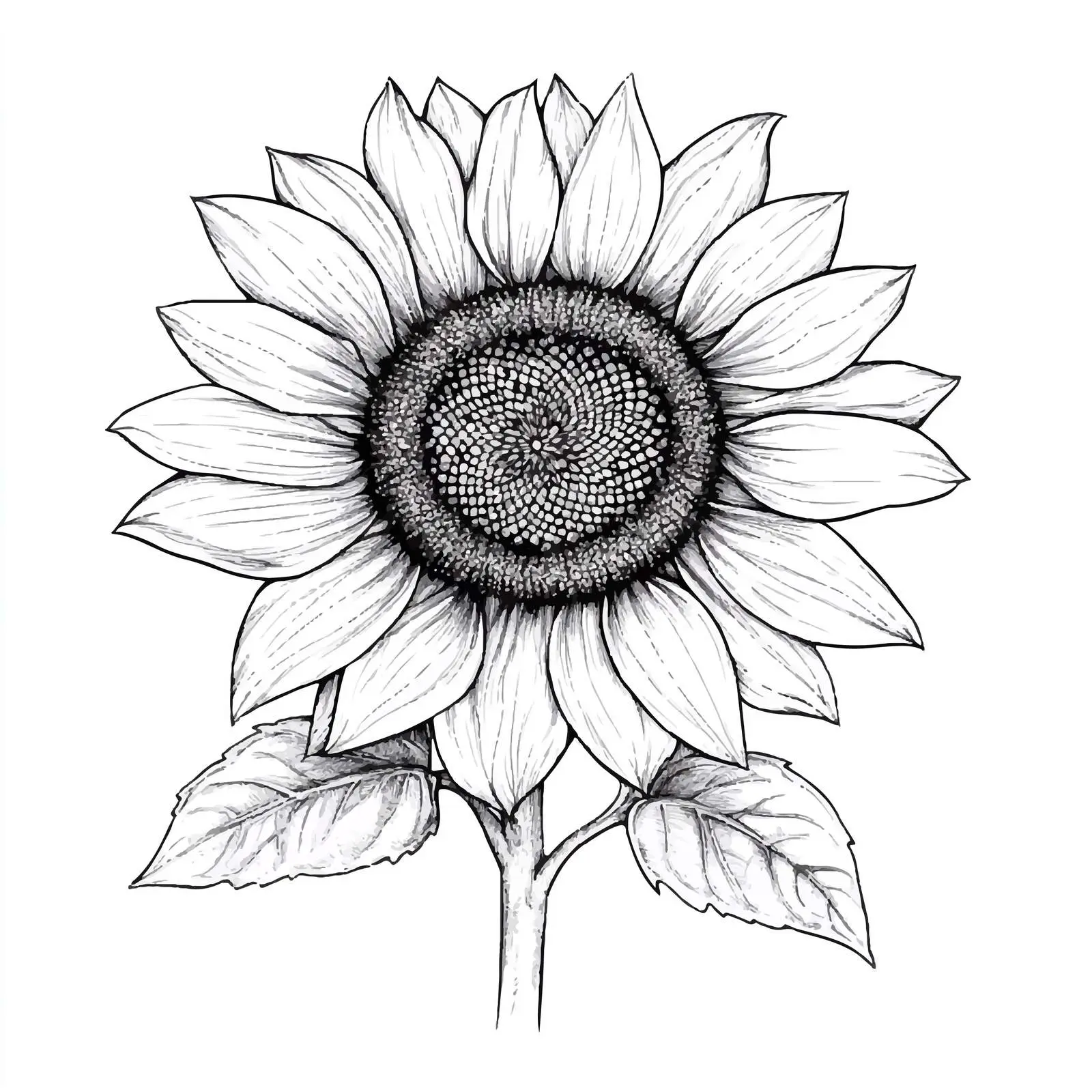 Hand-Drawn Sunflower Sketch with Seeds — free download from Dotvec