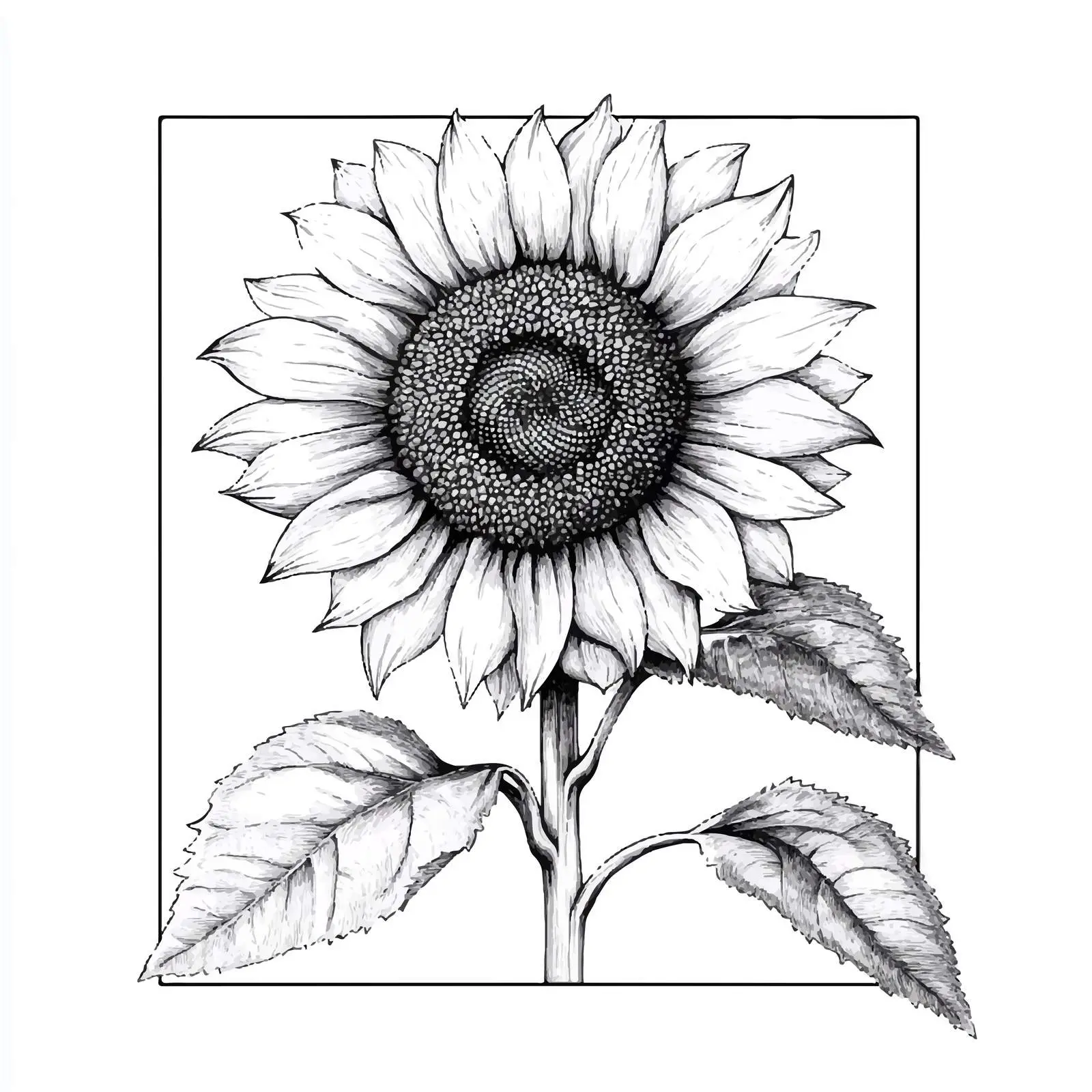 Hand-Drawn Sunflower Sketch with Seeds — free download from Dotvec