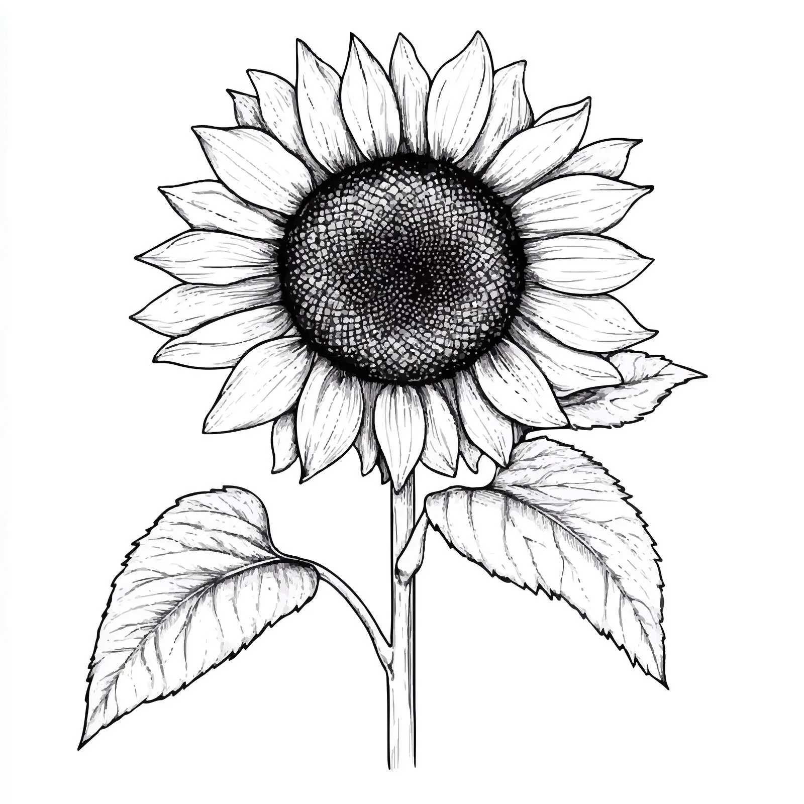 Hand-Drawn Sunflower Sketch with Seeds — free download from Dotvec