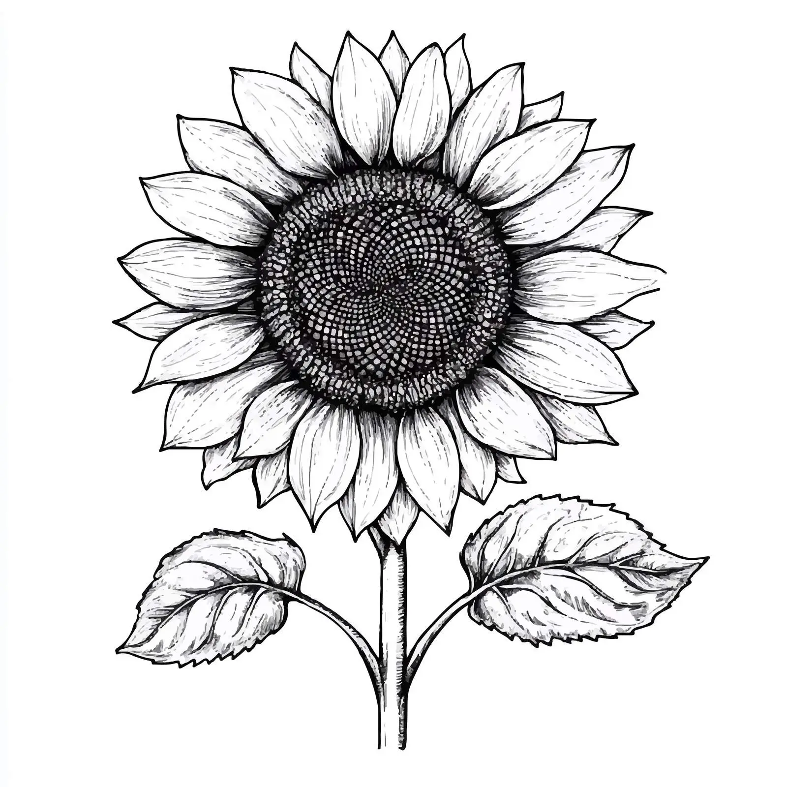 Hand-drawn Sunflower Sketch with Seeds — free download from Dotvec
