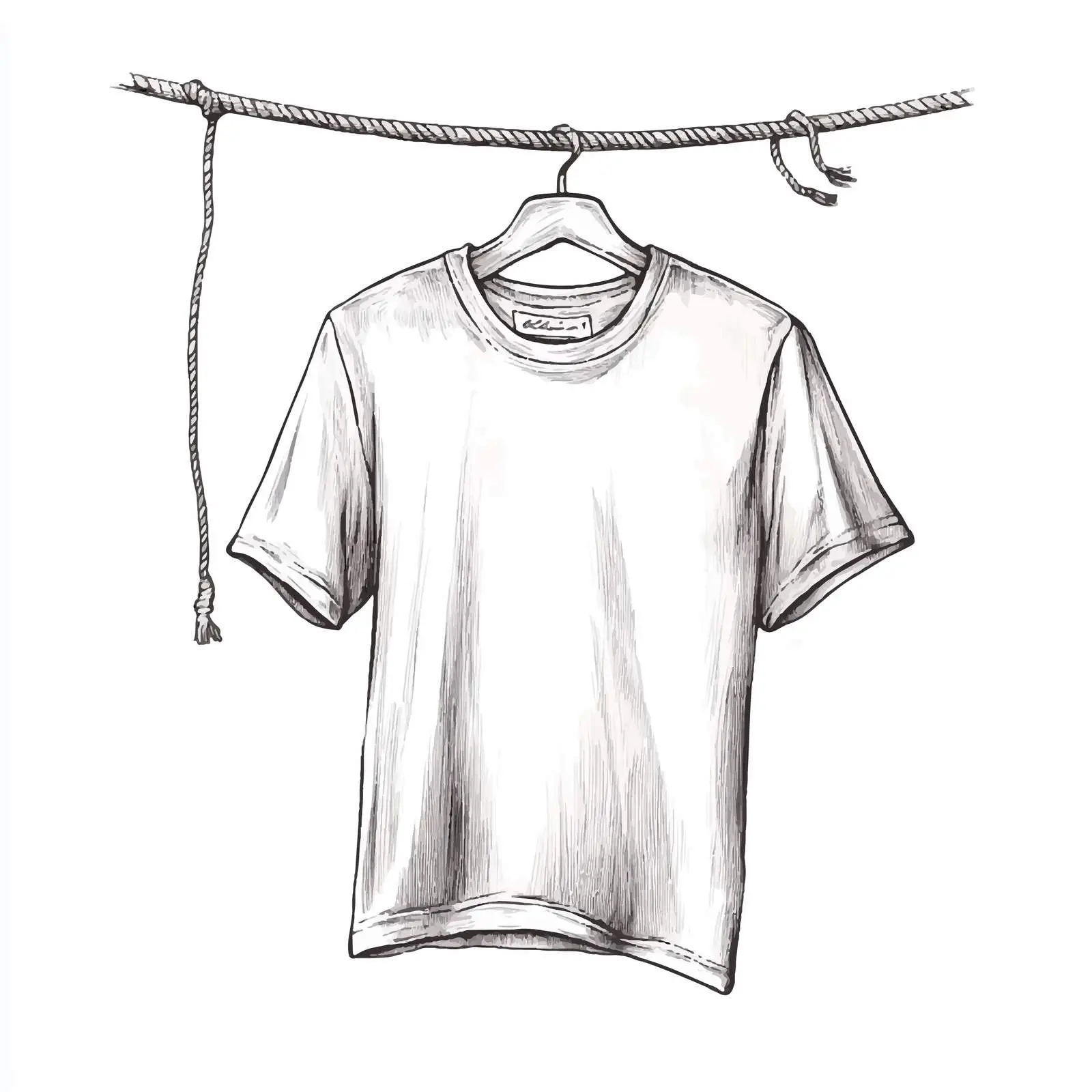Hand-Drawn T-Shirt Hanging on Rope Illustration — free download from Dotvec