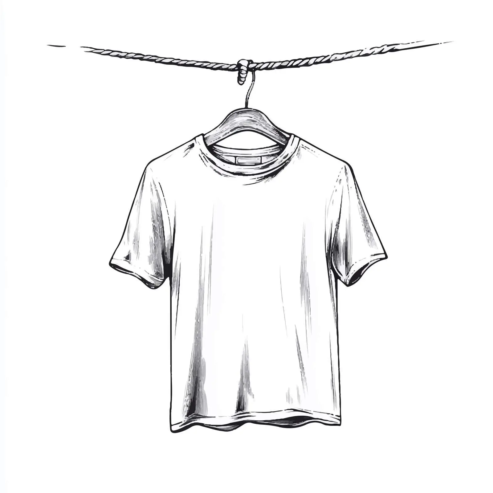 Hand-Drawn T-Shirt Hanging on Rope — free download from Dotvec