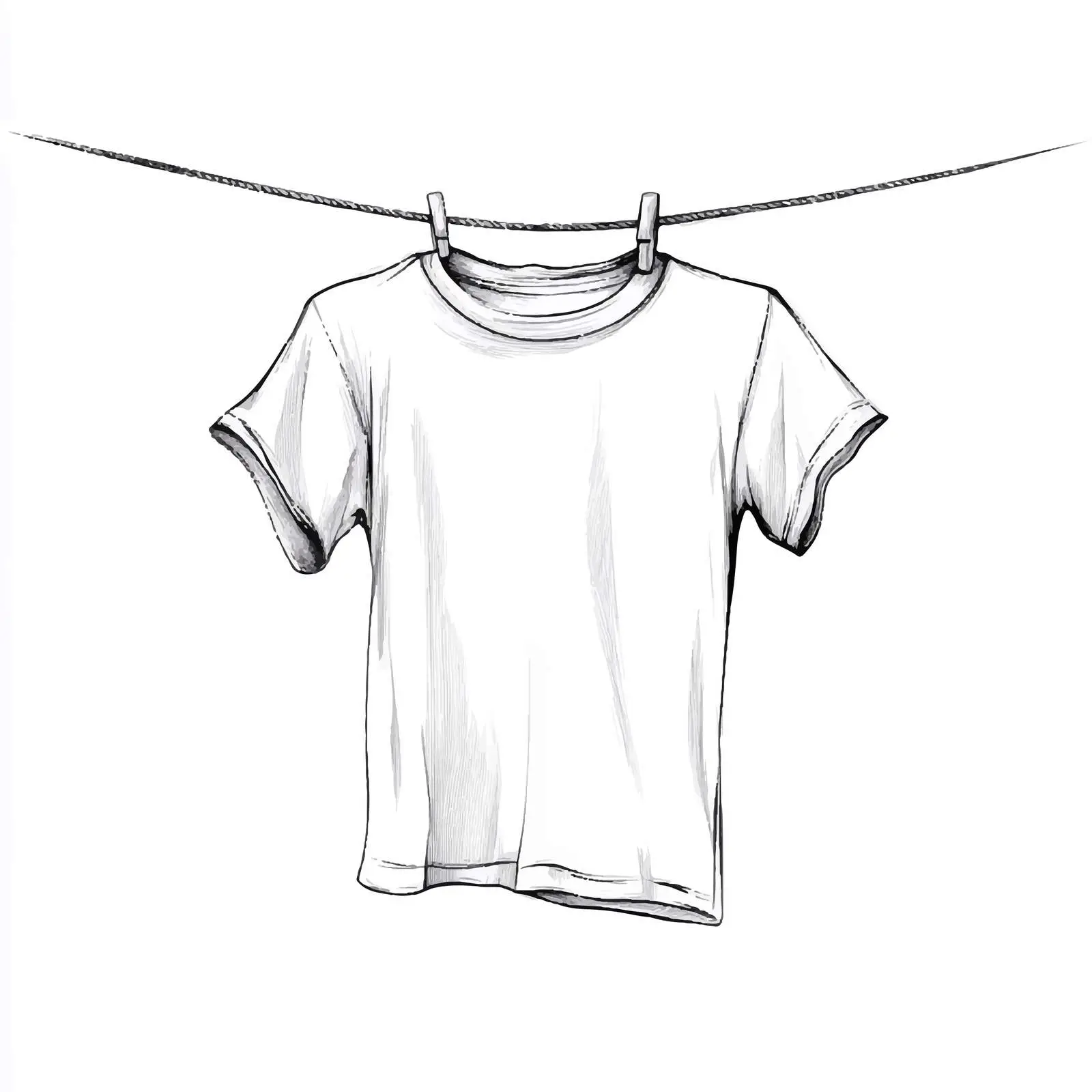 Hand-Drawn T-Shirt Hanging on Rope — free download from Dotvec