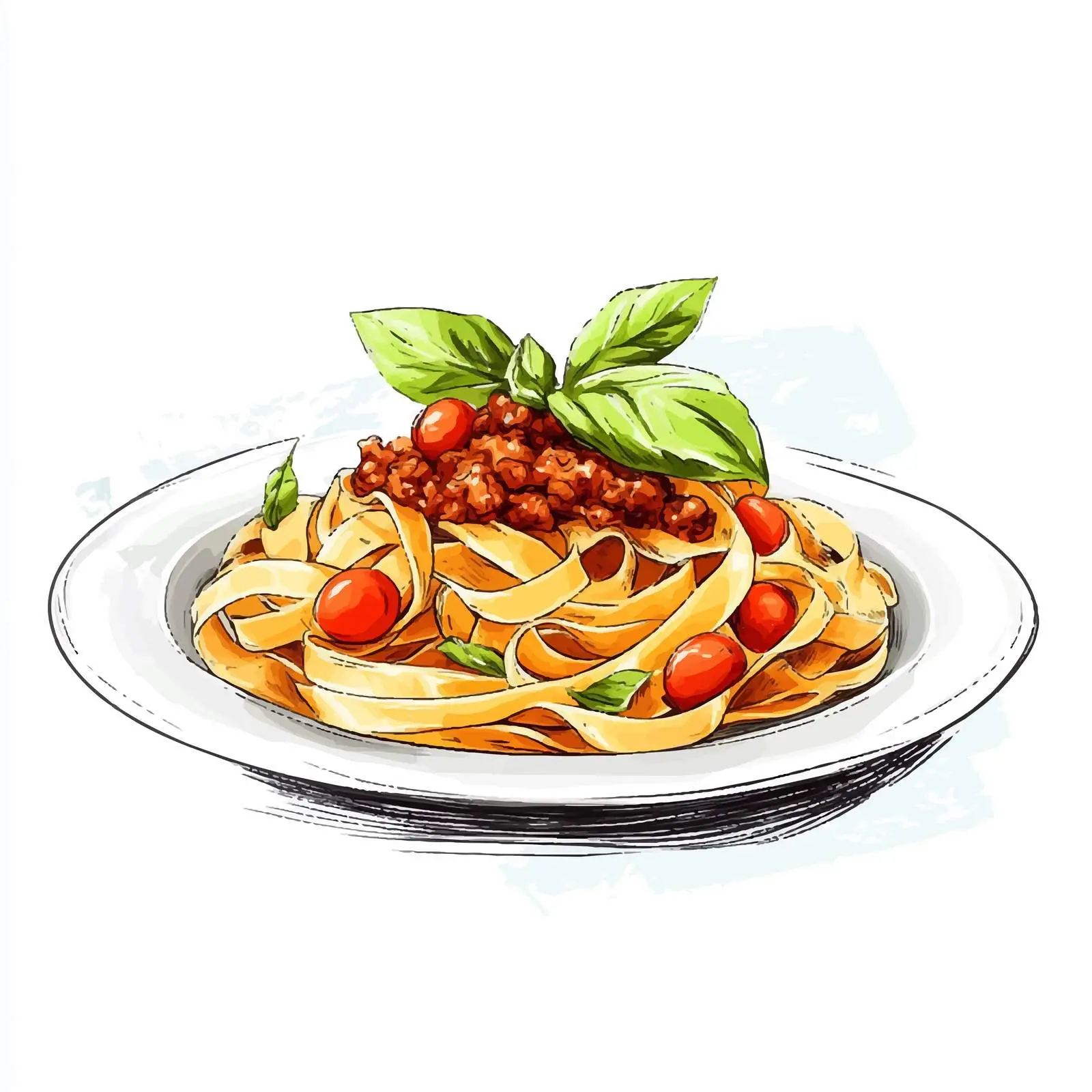 Hand-Drawn Tagliatelle Bolognese Sketch – free bolognese image from Dotvec