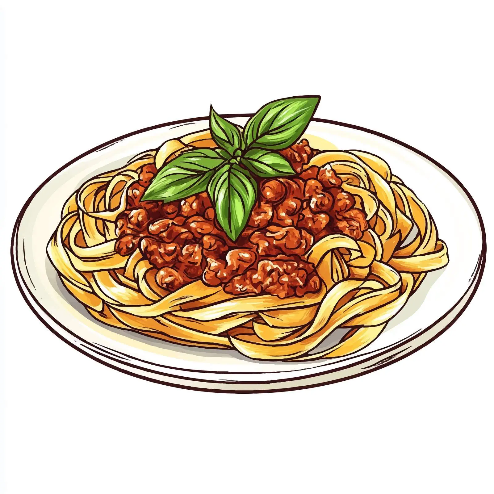 Hand-Drawn Tagliatelle Bolognese Sketch — free download from Dotvec