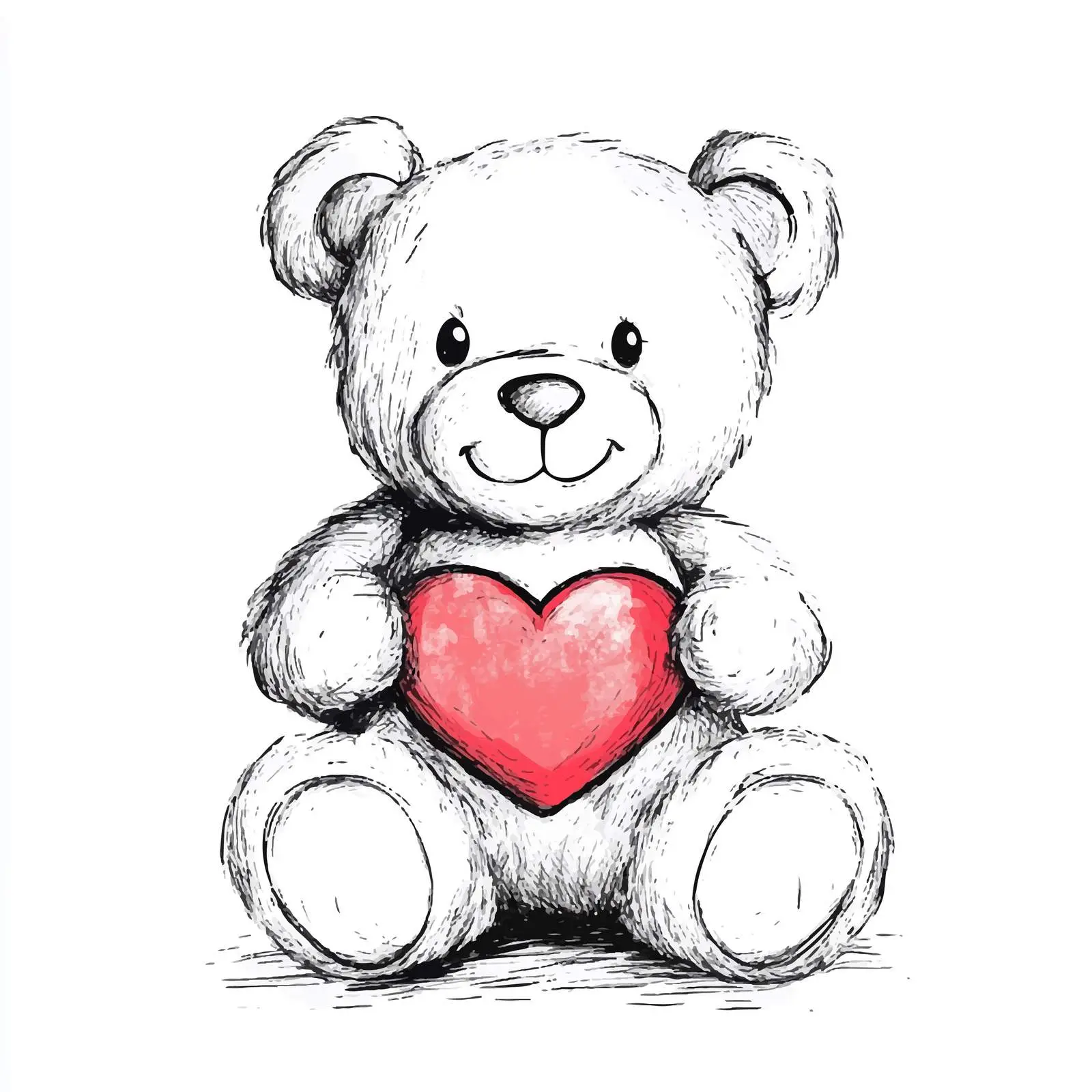 Hand Drawn Teddy Bear with Heart Illustration — free download from Dotvec