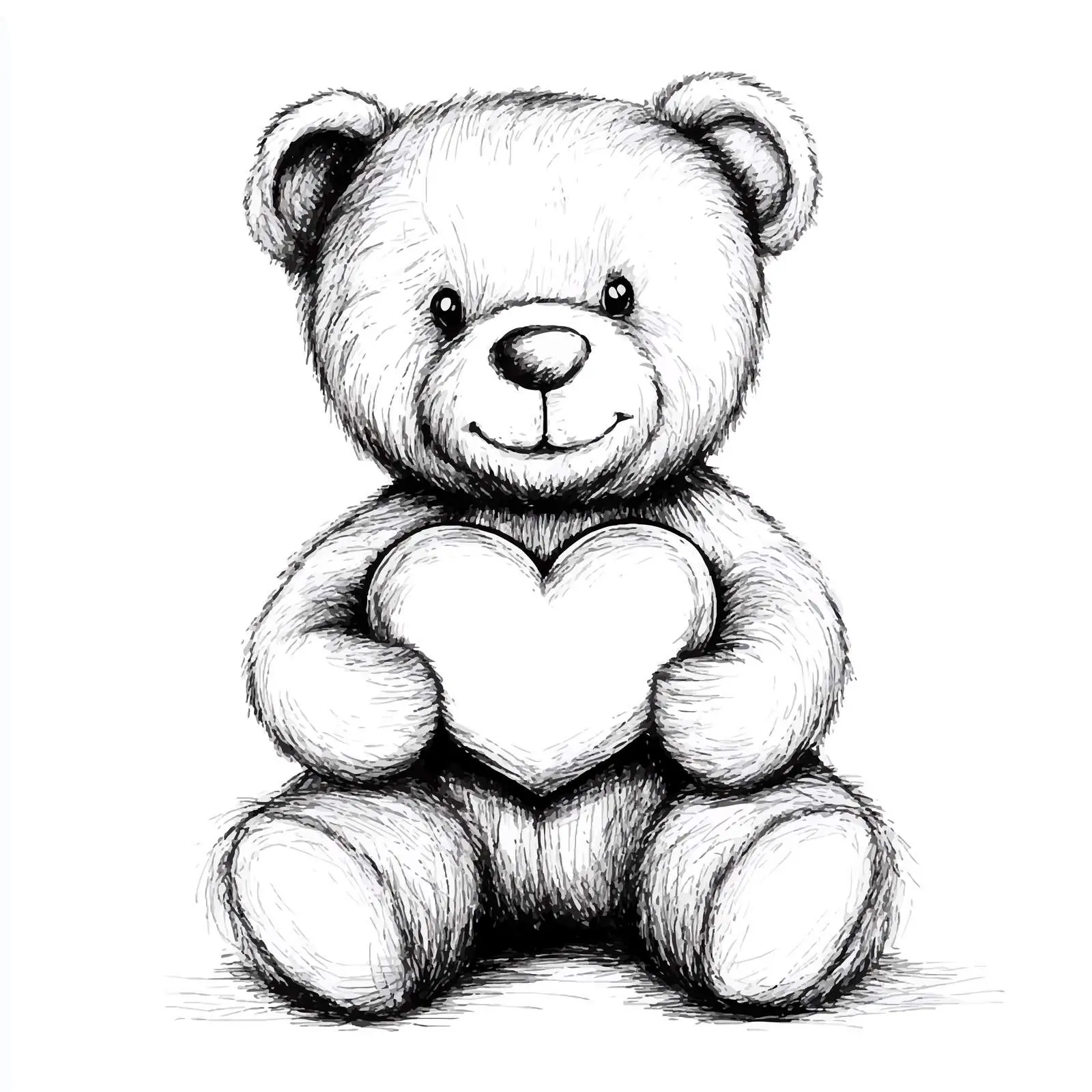 Hand-Drawn Teddy Bear With Heart Illustration — free download from Dotvec