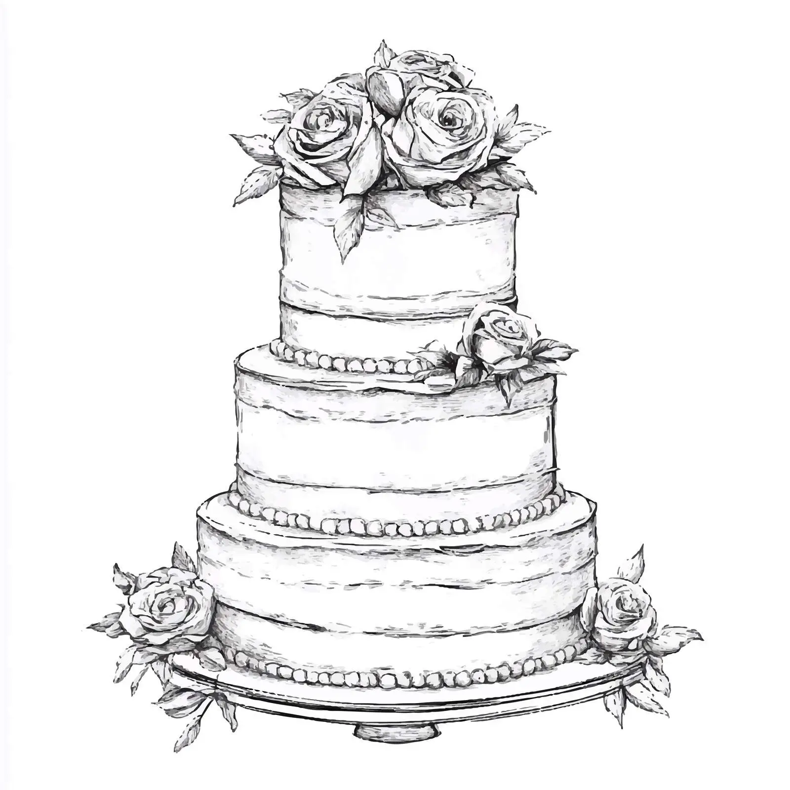 Three Tier Hand-Drawn Wedding Cake Sketch — free download from Dotvec