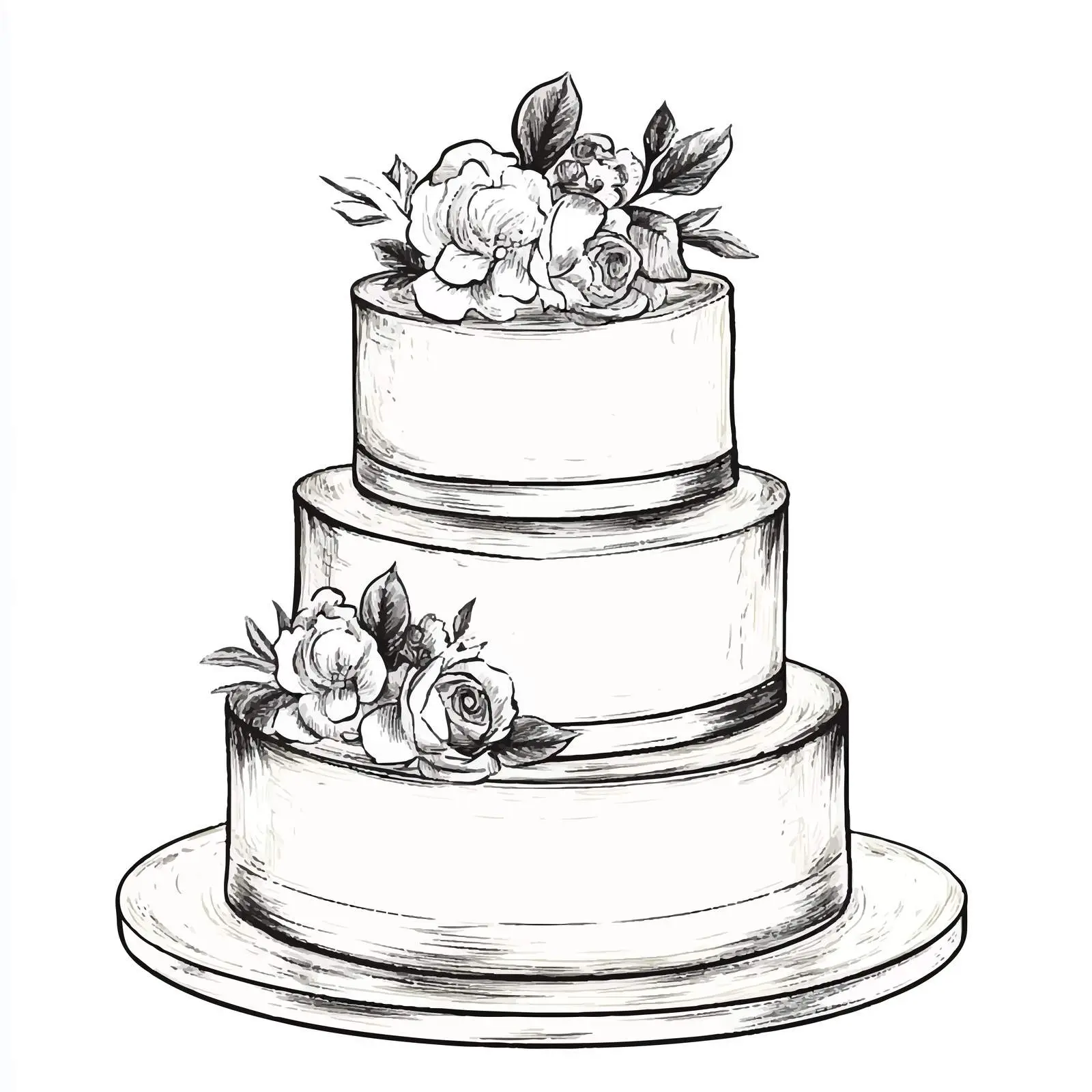Hand-Drawn Three-Tier Wedding Cake Illustration — free download from Dotvec