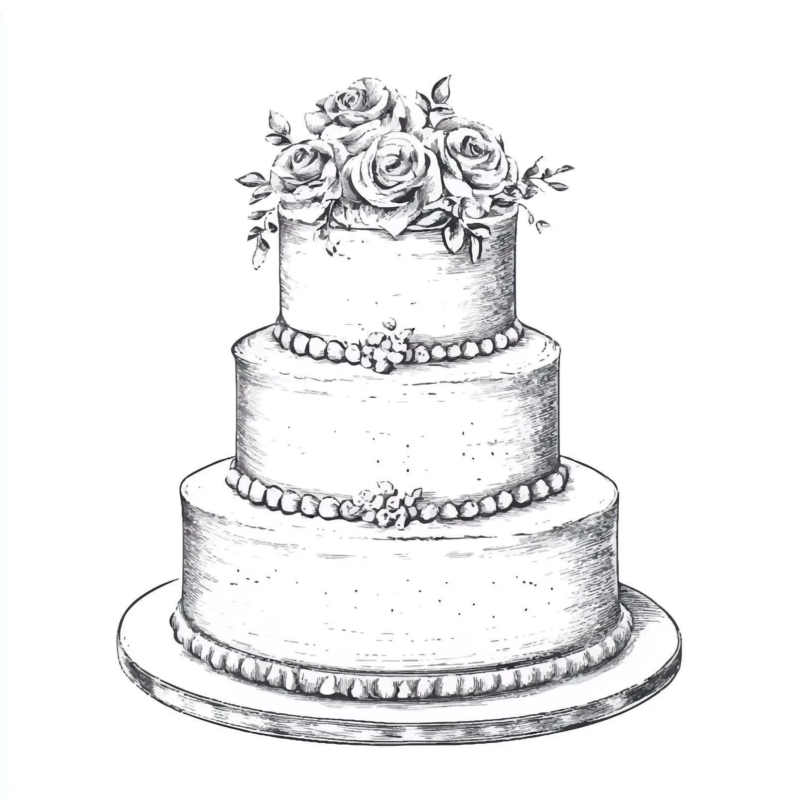 Three Tier Wedding Cake Hand-Drawn Sketch — free download from Dotvec