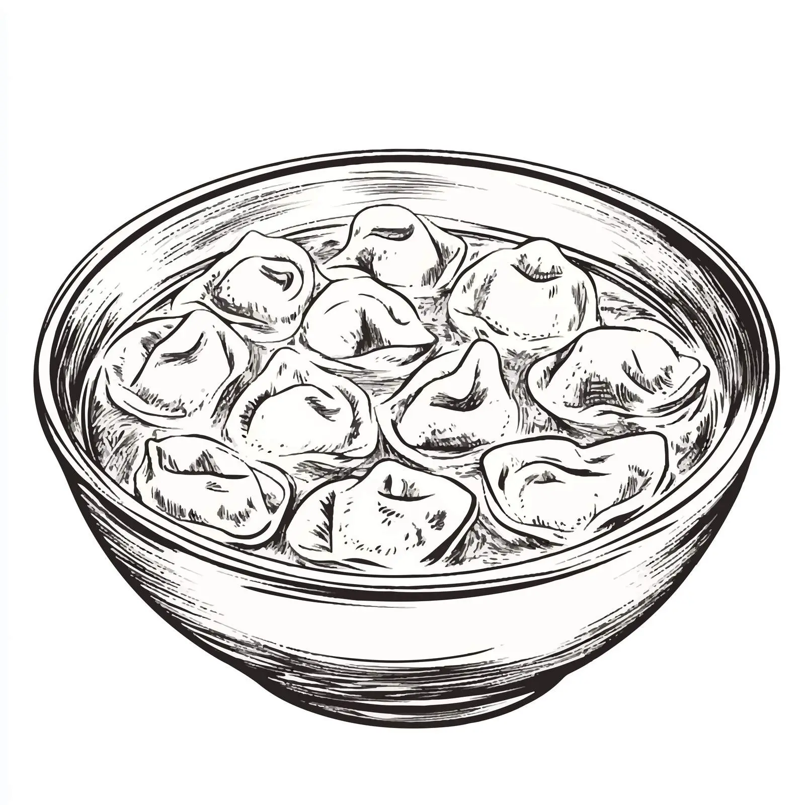 Hand-Drawn Tortellini in Broth Illustration — free download from Dotvec