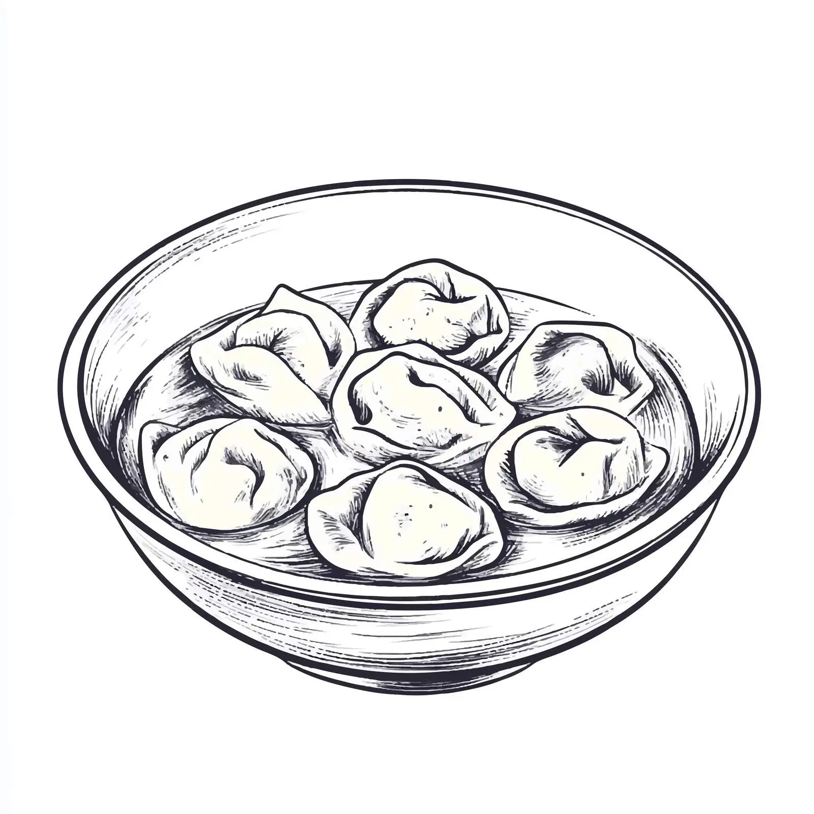 Hand-Drawn Tortellini in Broth Sketch — free download from Dotvec