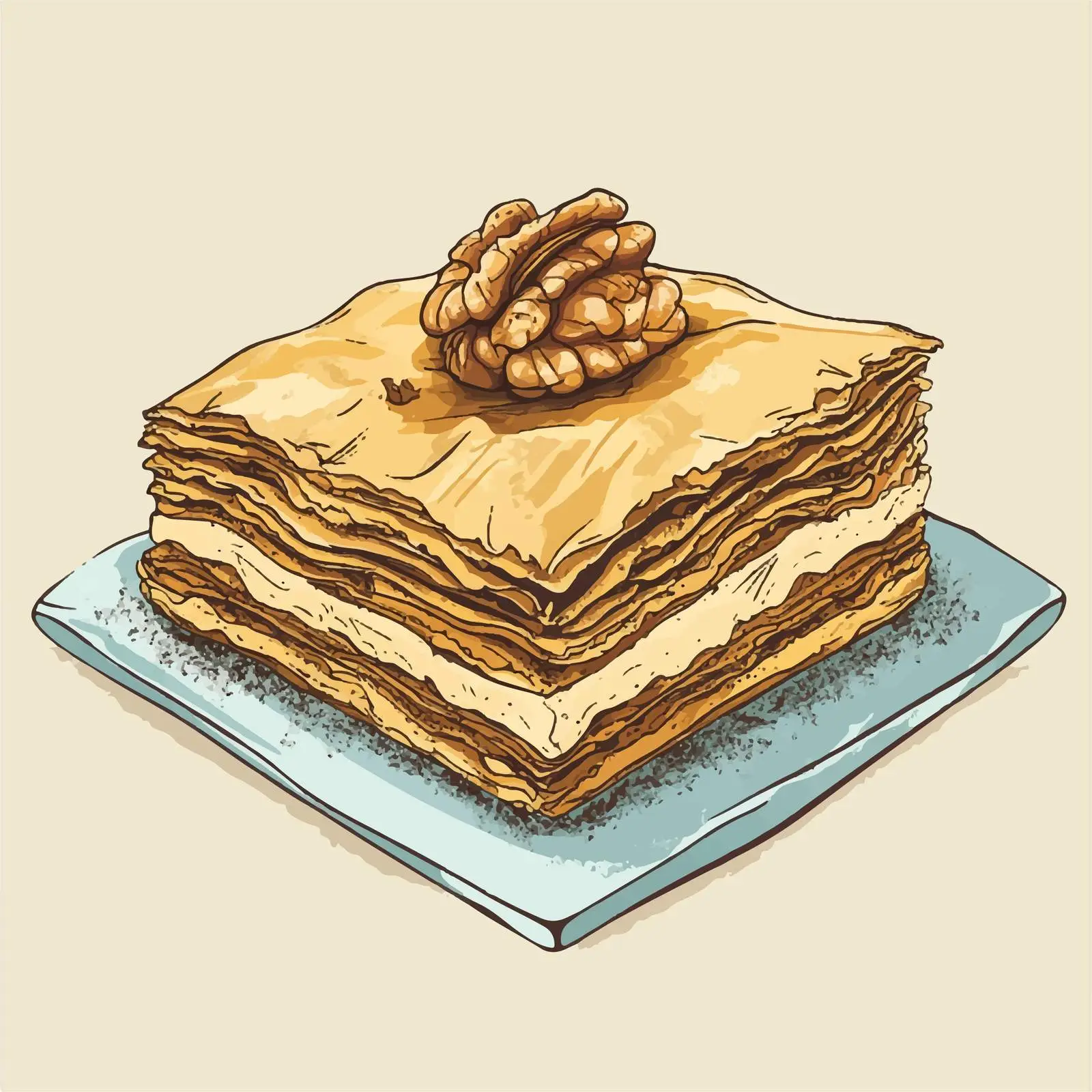 Traditional Azerbaijani Dessert Pakhlava Sketch — free download from Dotvec