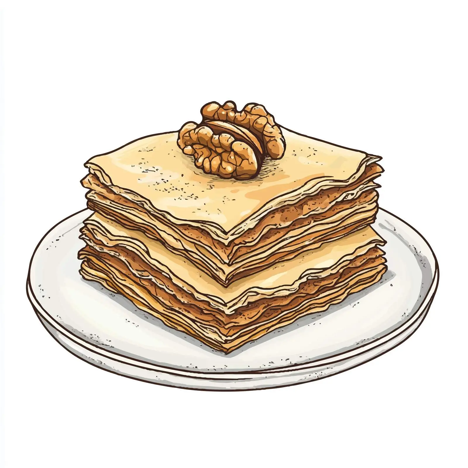 Traditional Azerbaijani Dessert Pakhlava Sketch – free traditional sweets image from Dotvec
