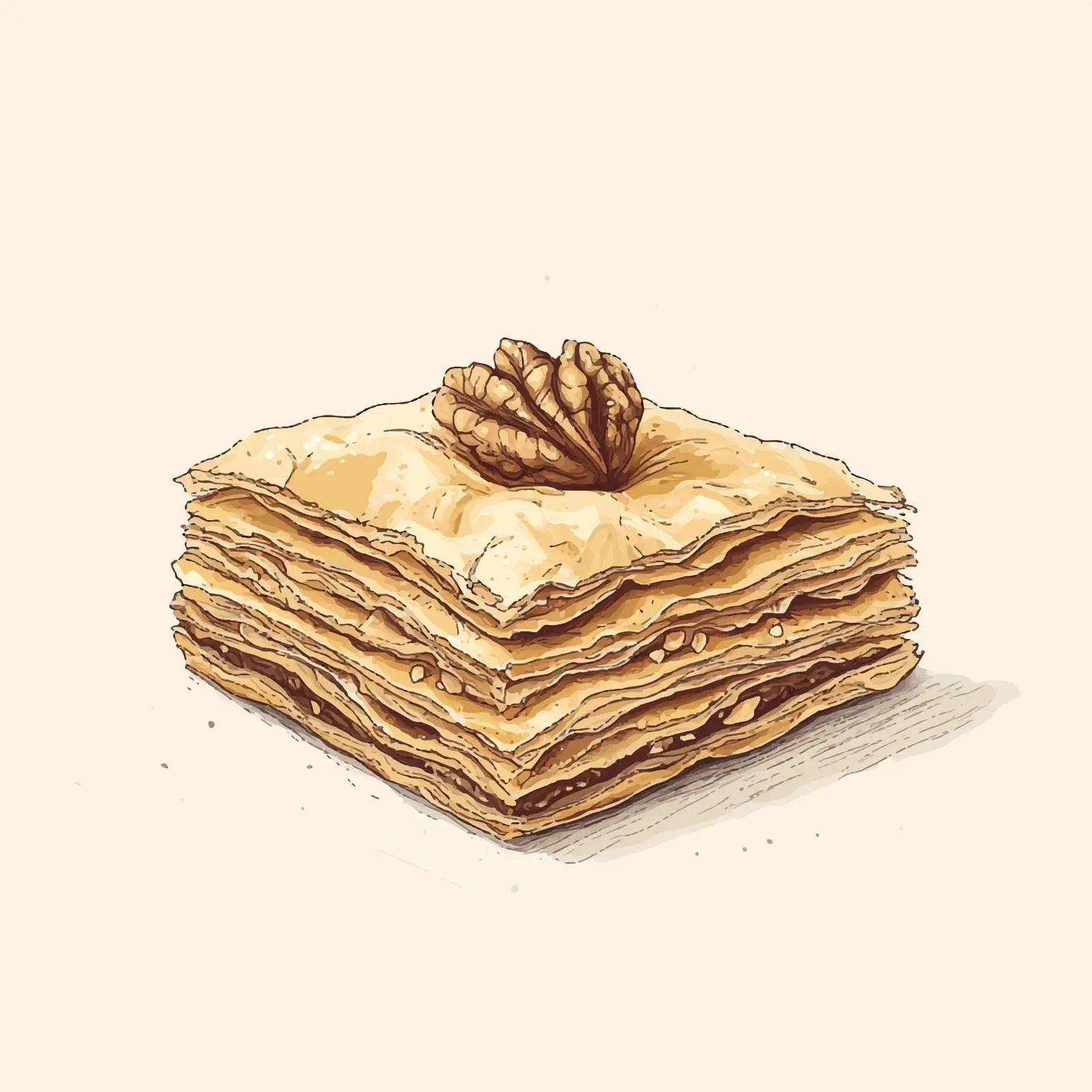 Hand Drawn Azerbaijani Dessert Pakhlava Sketch — free download from Dotvec