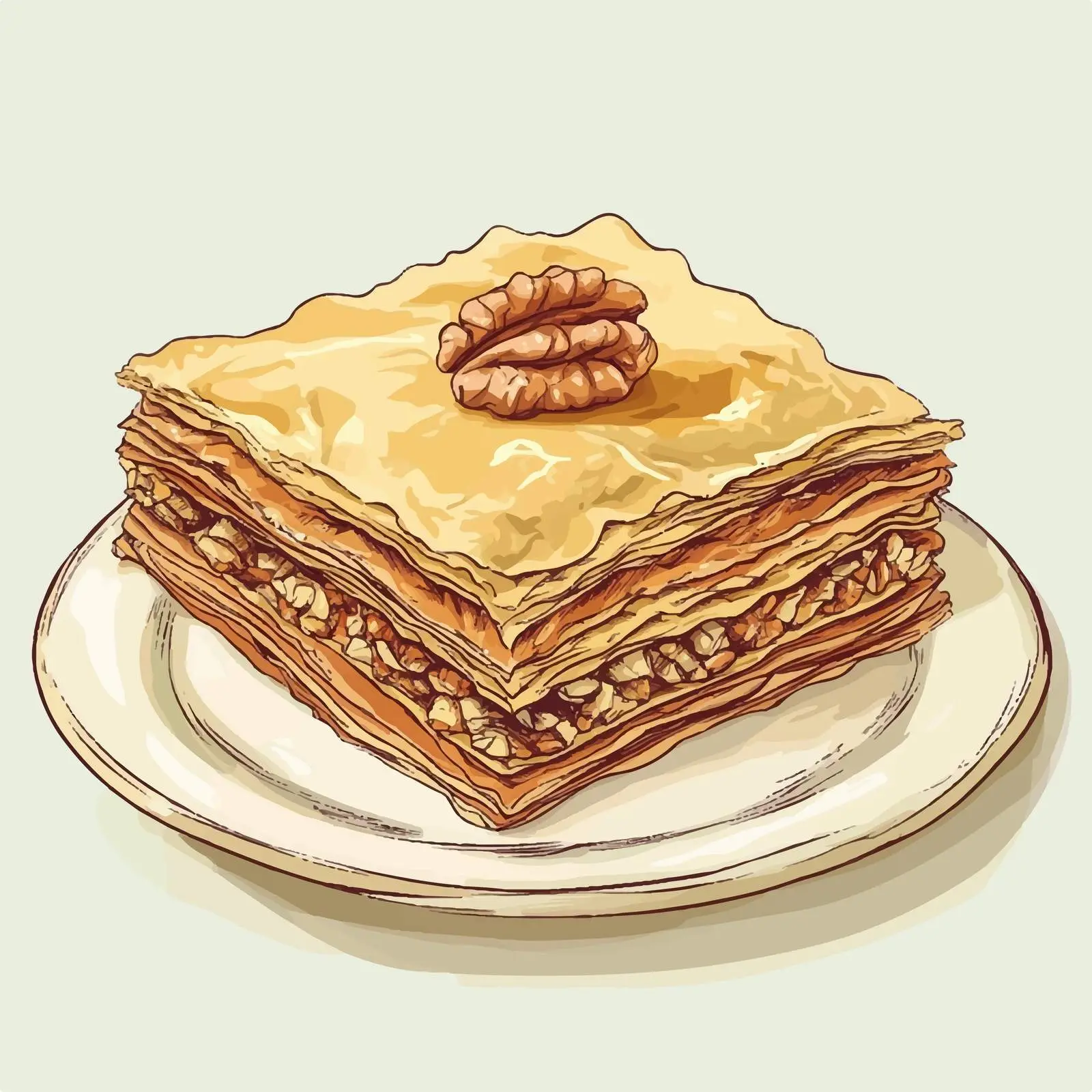 Traditional Azerbaijani Pakhlava Hand-Drawn Sketch — free download from Dotvec