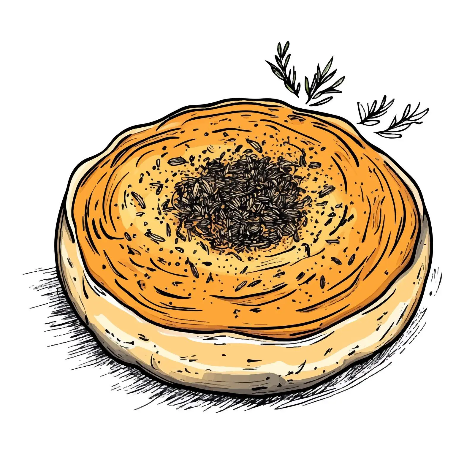 Hand-Drawn Sketch of Azerbaijani Gogal Dish — free download from Dotvec