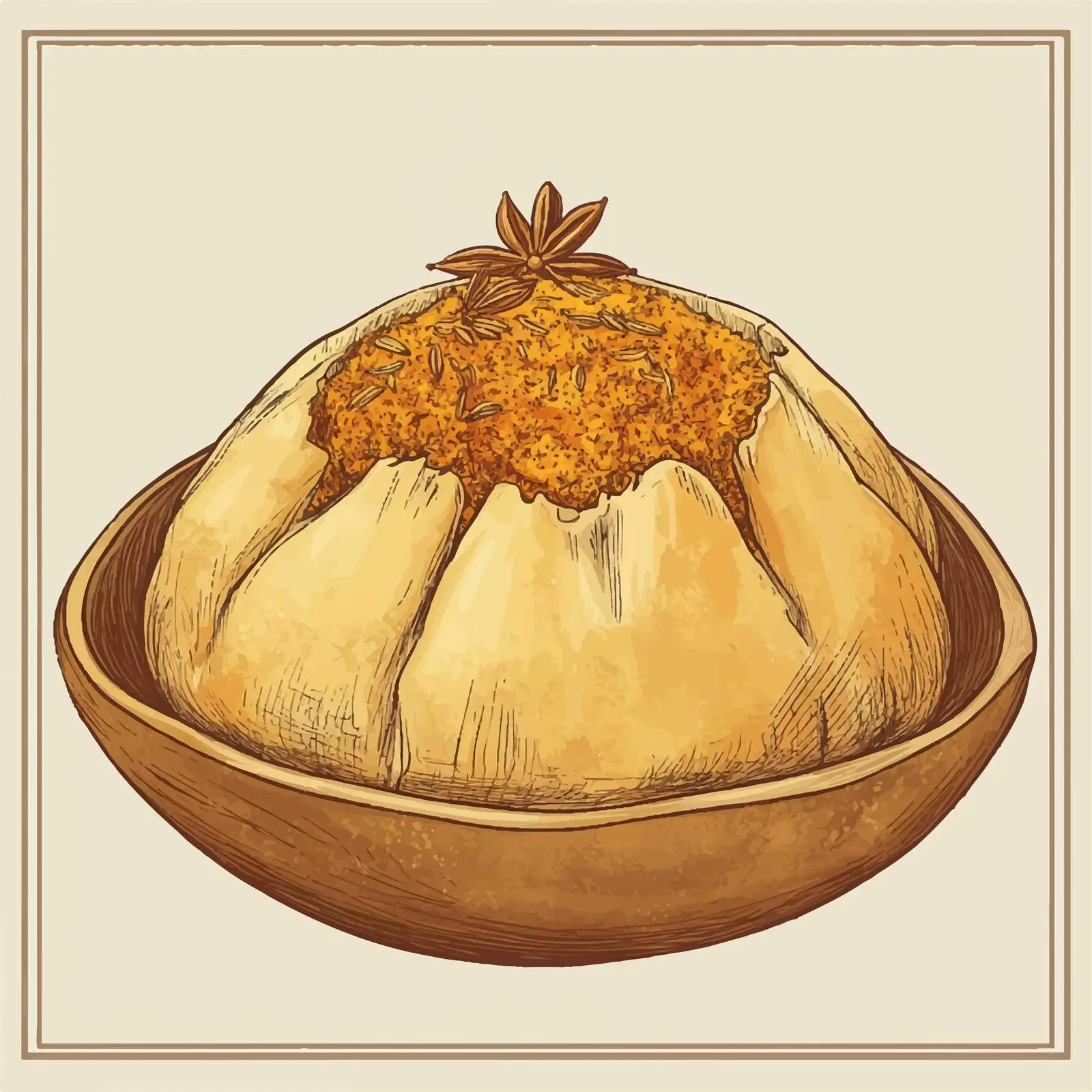 Traditional Azerbaijani Gogal Sketch Illustration — free download from Dotvec