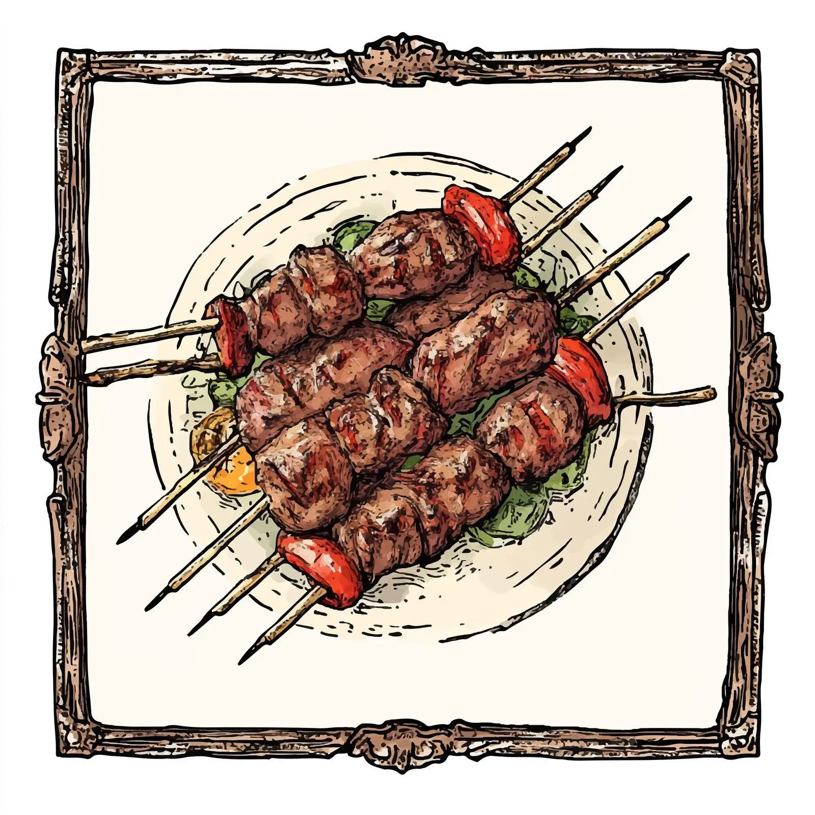 Traditional Azerbaijani Kebab Hand-Drawn Sketch — free download from Dotvec