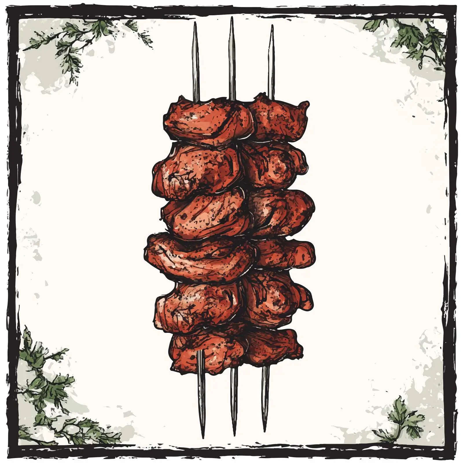 Traditional Azerbaijani Kebab Hand-Drawn Illustration — free download from Dotvec