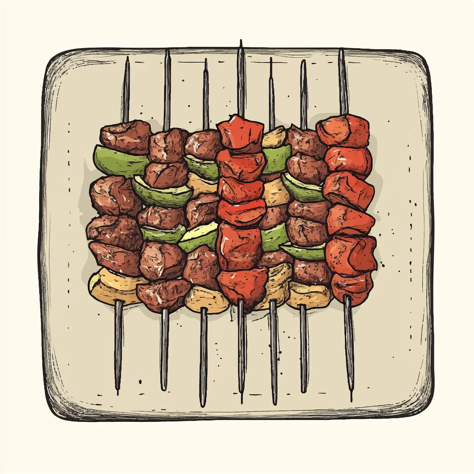 Traditional Azerbaijani Kebab Hand-Drawn Vector Sketch – free caucasian image from Dotvec