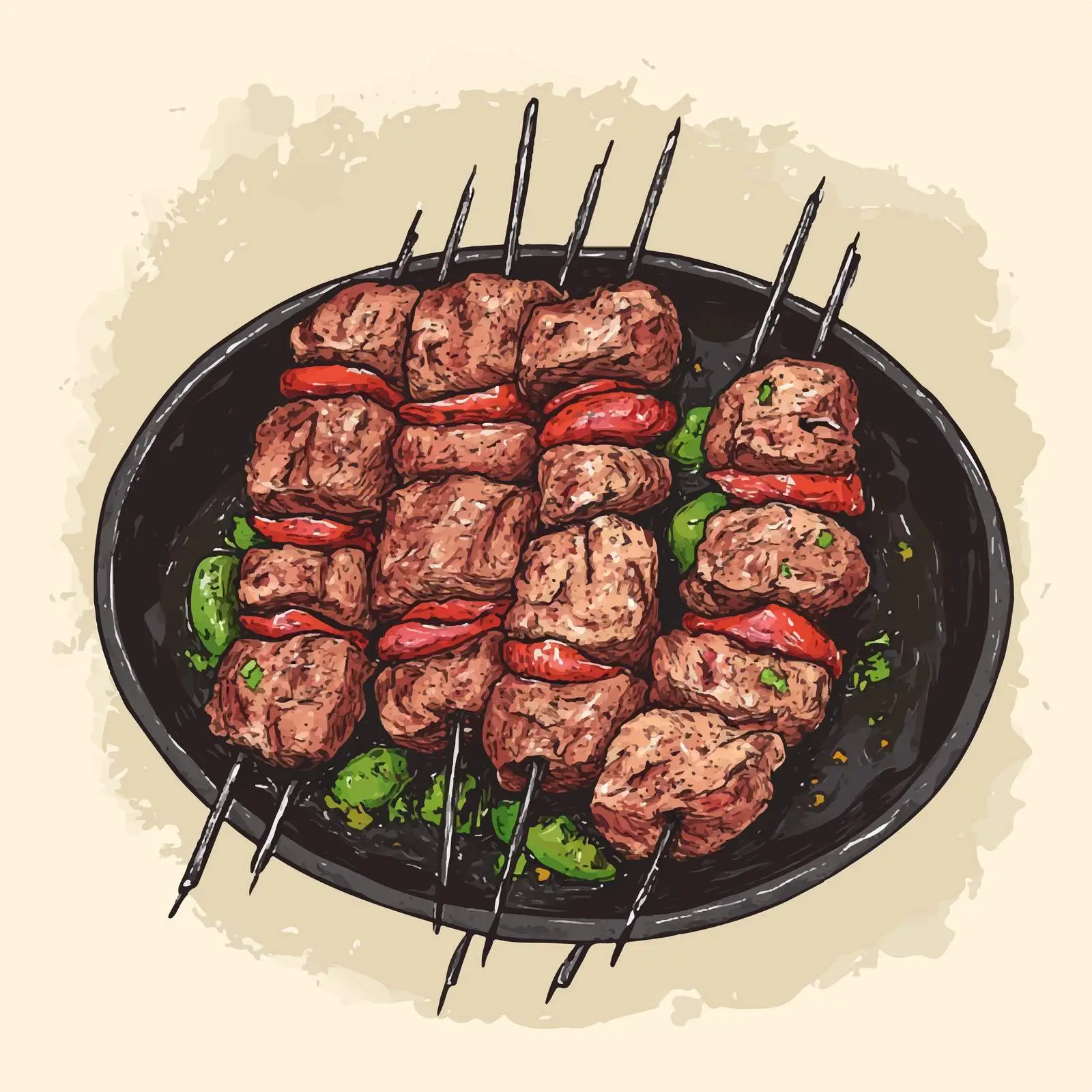 Traditional Azerbaijani Kebab Hand-Drawn Sketch – free grilled meat image from Dotvec