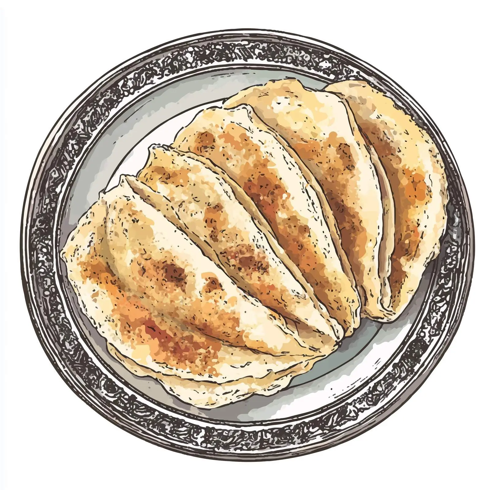 Hand-Drawn Azerbaijani Qutab Dish Illustration – free culinary traditions image from Dotvec