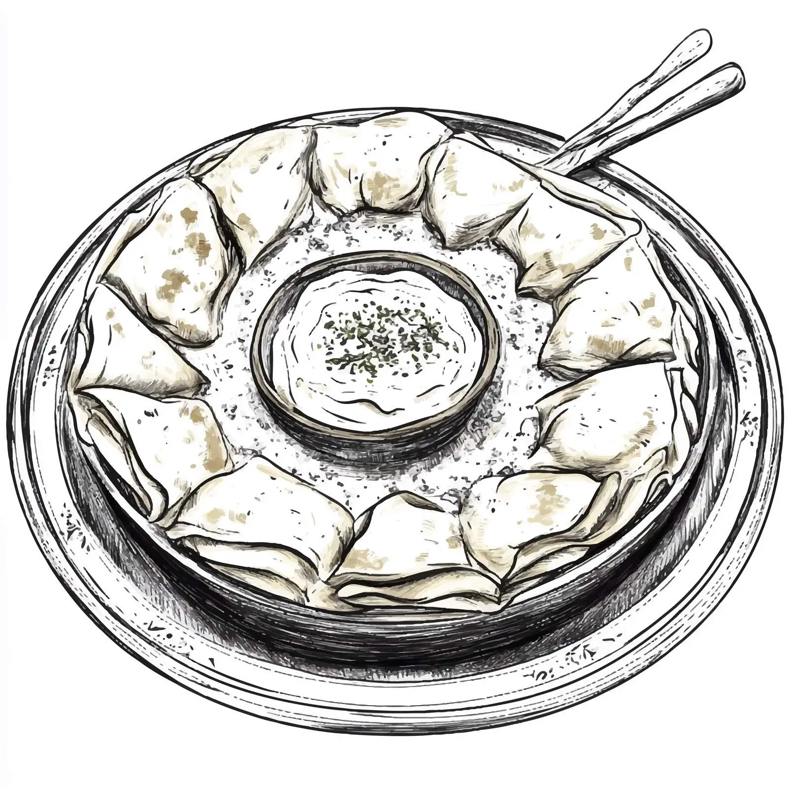 Hand Drawn Qutab - Traditional Azerbaijani Dish — free download from Dotvec