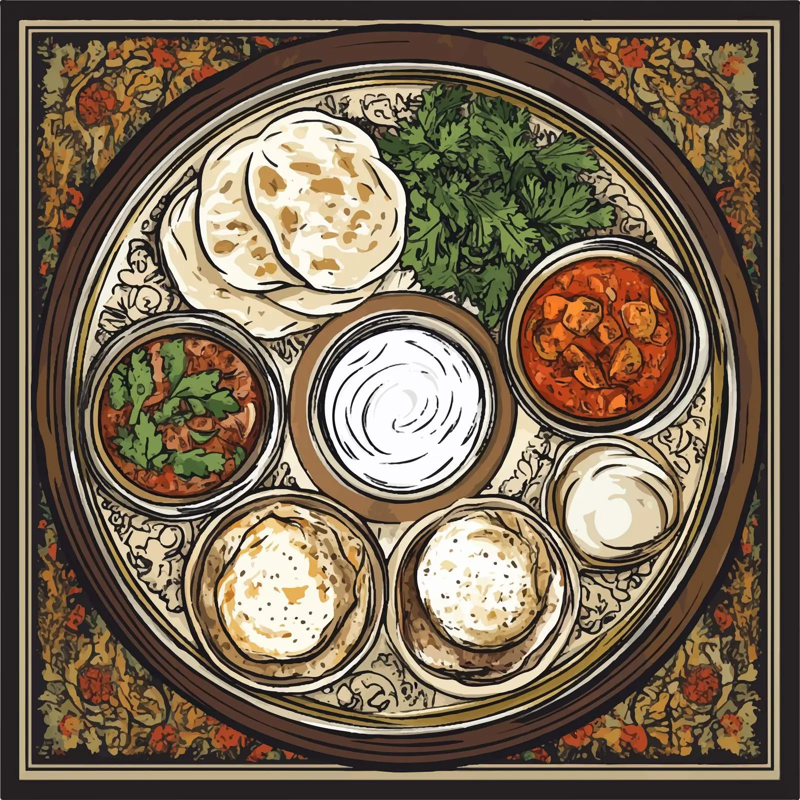 Traditional Azerbaijani Qutab Hand-Drawn Sketch – free flatbread image from Dotvec