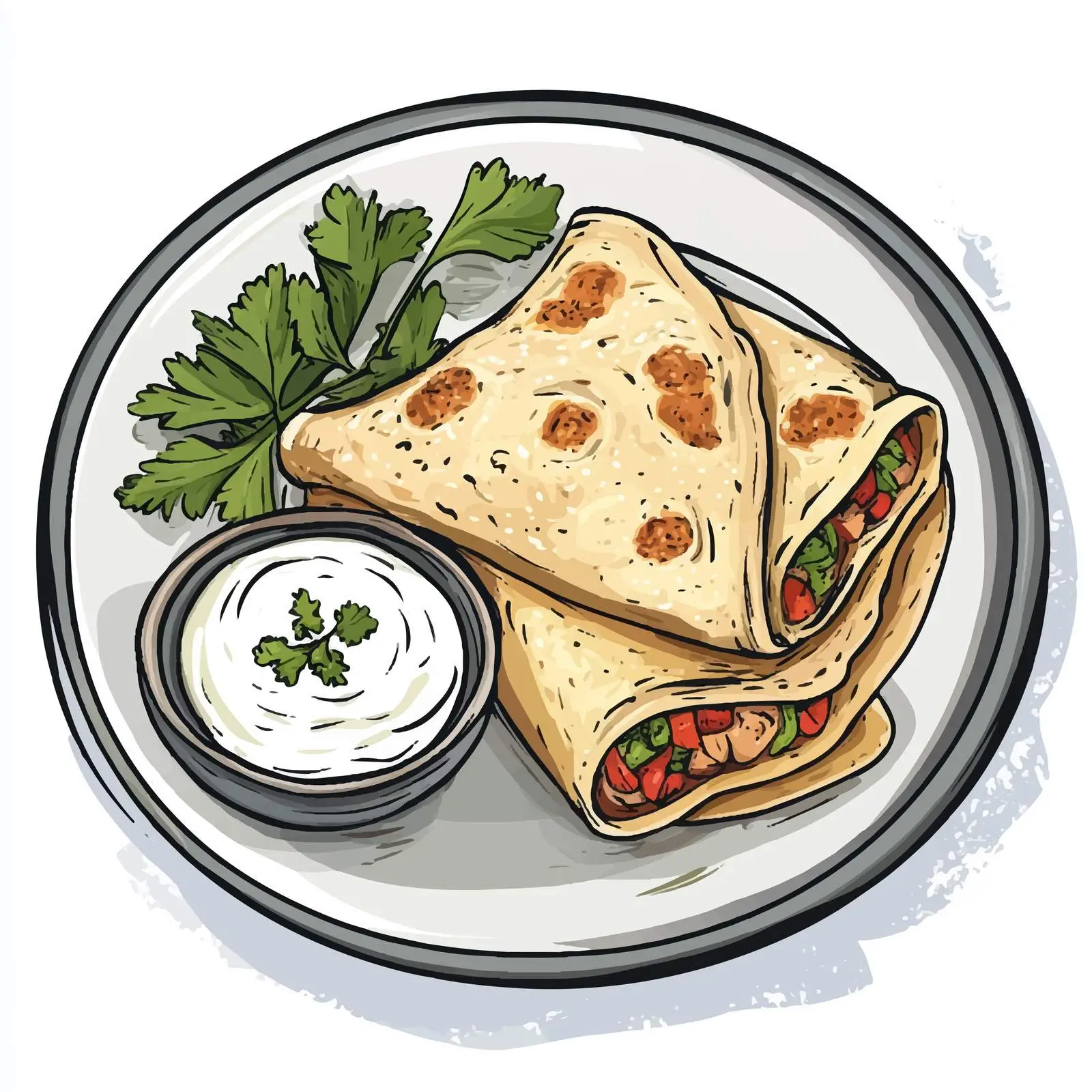 Traditional Azerbaijani Qutab Hand-Drawn Sketch — free download from Dotvec