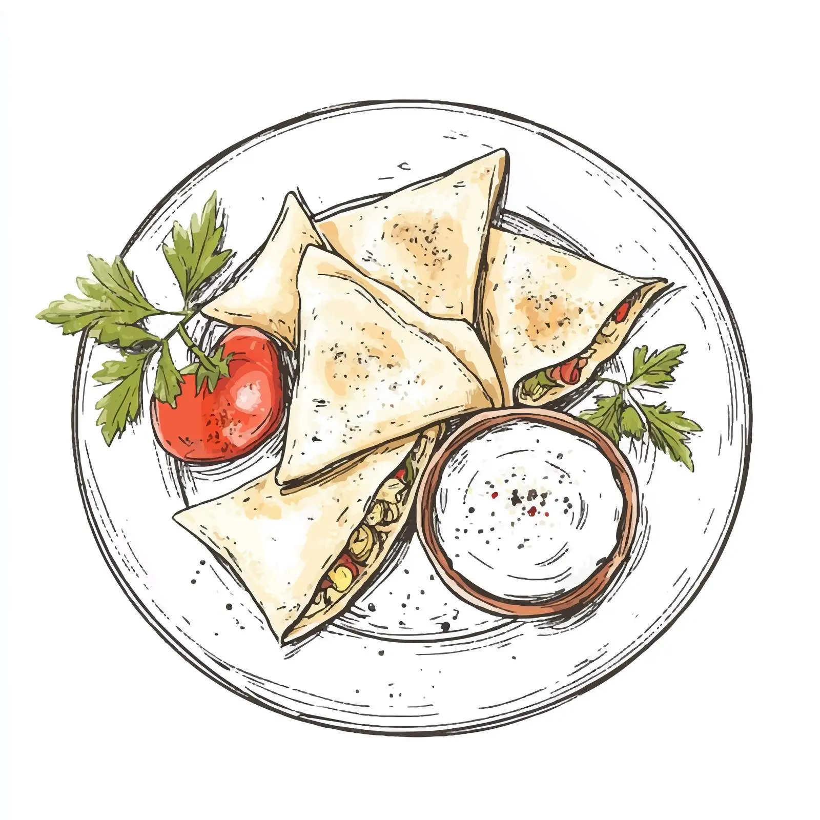 Traditional Azerbaijani Qutab Sketch — free download from Dotvec