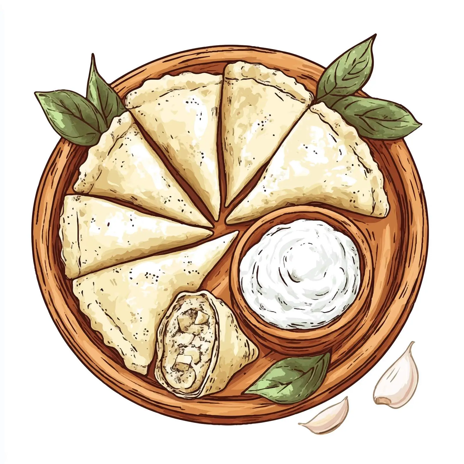 Hand-Drawn Azerbaijani Qutab Dish Sketch – free flatbread image from Dotvec