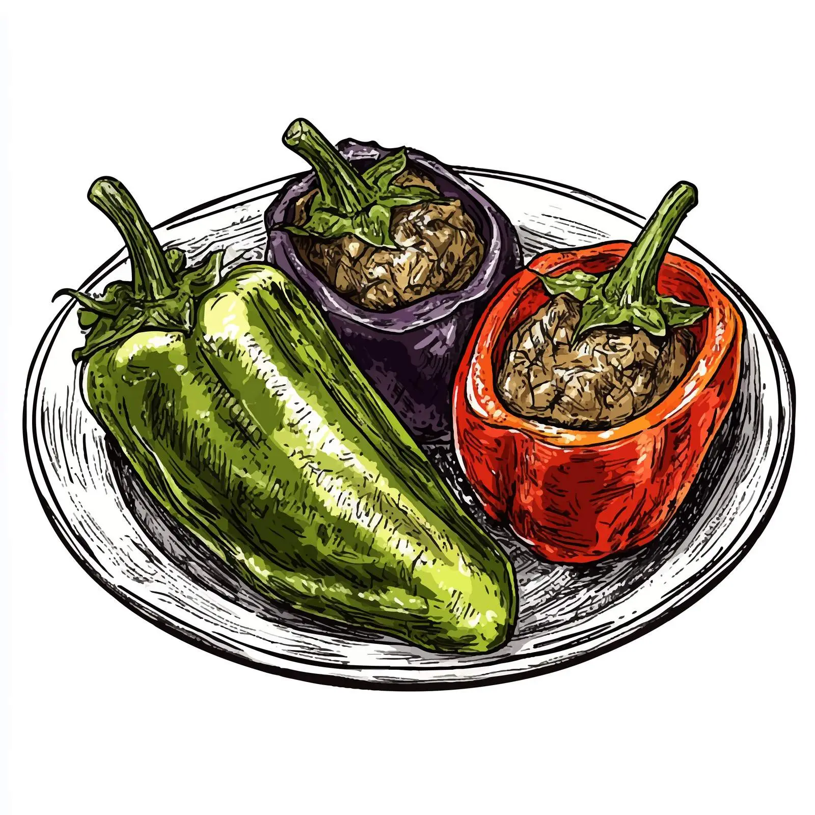 Traditional Azerbaijani Dish Sketch - Three Sisters – free traditional dish image from Dotvec