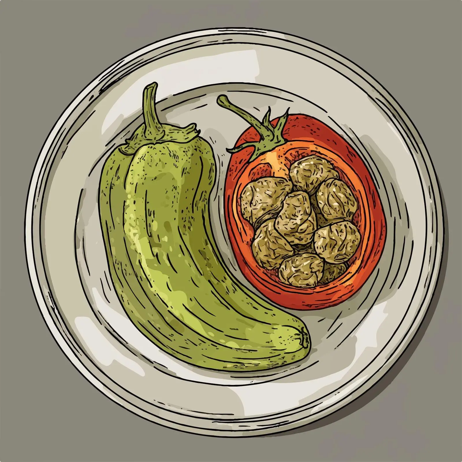Hand-Drawn Azerbaijani Traditional Three Sisters Dish – free traditional dish image from Dotvec