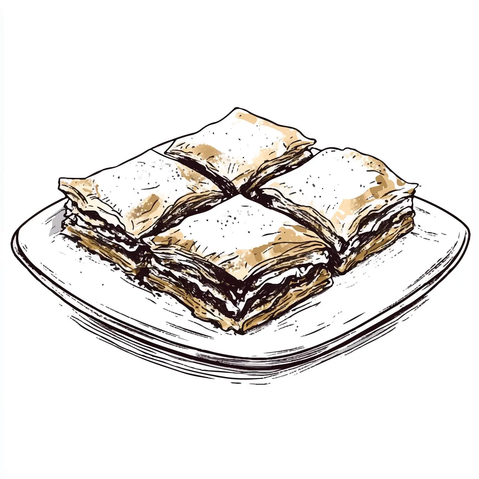 Hand Drawn Traditional Greek Baklava Sketch – free greece image from Dotvec
