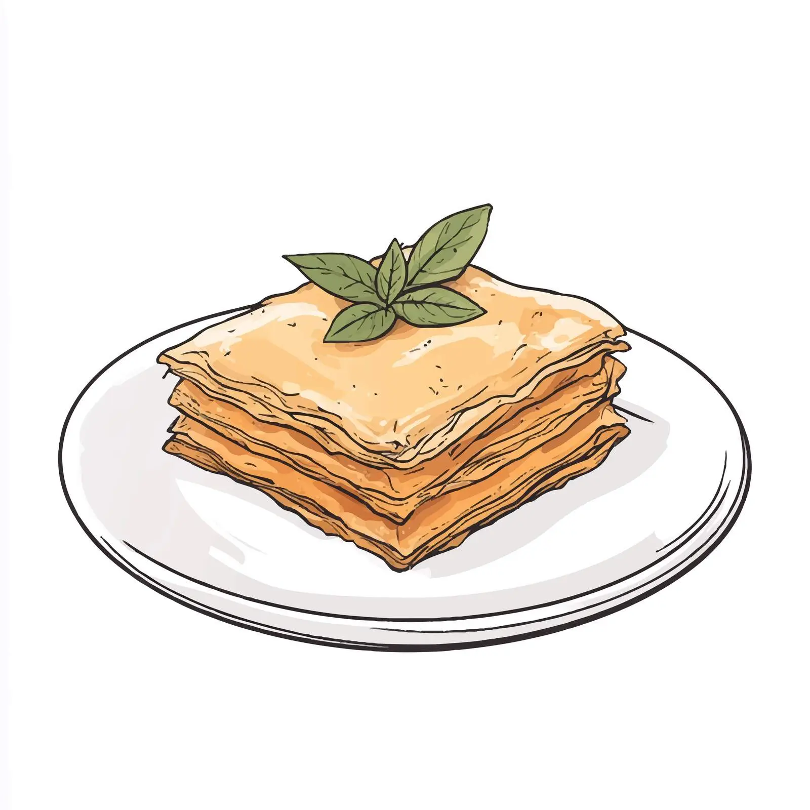 Traditional Greek Baklava Hand-Drawn Sketch – free greek dessert image from Dotvec