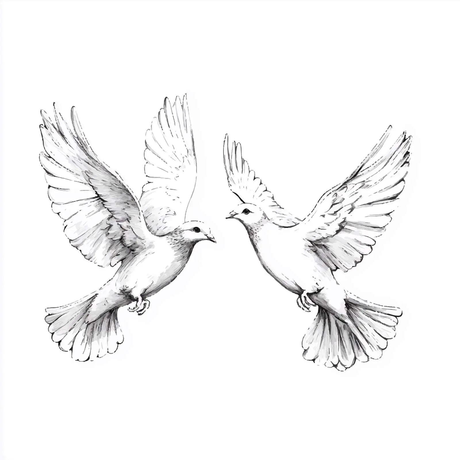 Two Flying Doves Hand-Drawn Sketch — free download from Dotvec
