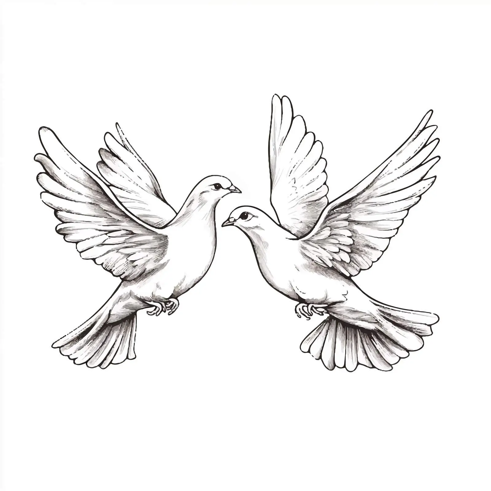 Hand-Drawn Flying Doves Symbolizing Love — free download from Dotvec