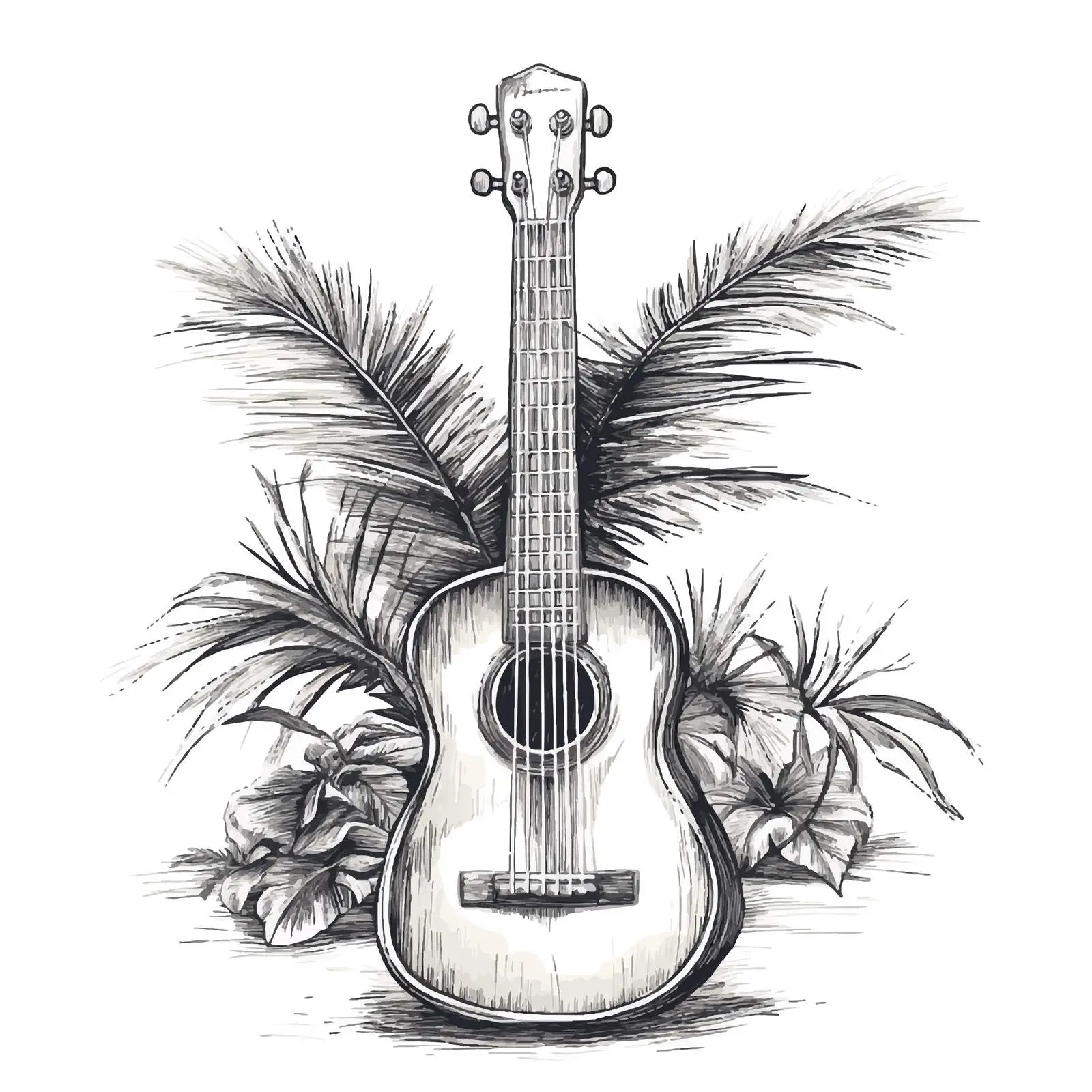Hand-Drawn Ukulele Sketch on White Background — free download from Dotvec