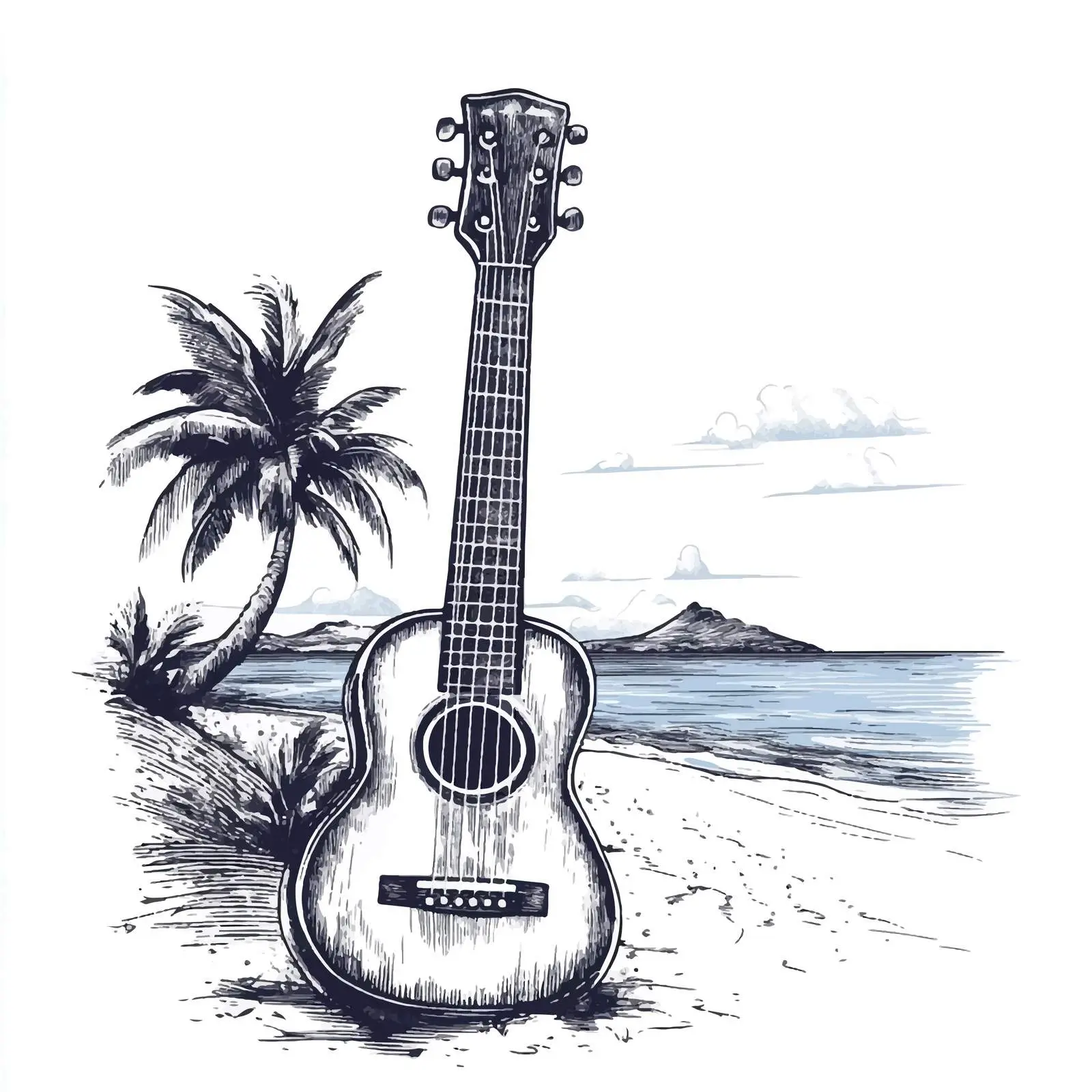 Hand Drawn Ukulele Sketch on White Background — free download from Dotvec