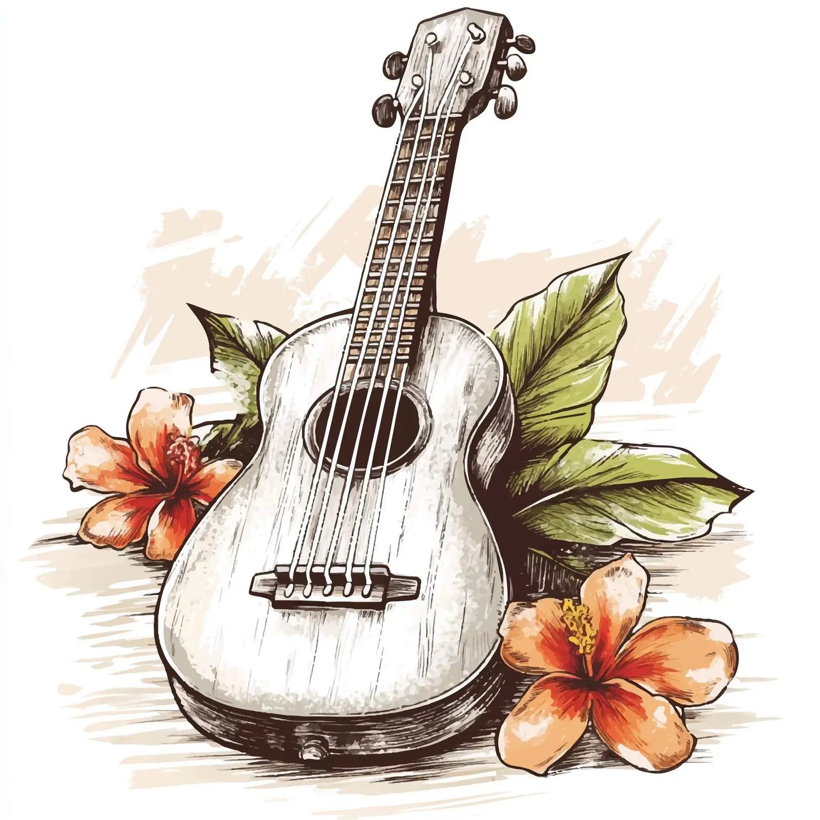 Hand Drawn Ukulele Sketch on White Background — free download from Dotvec
