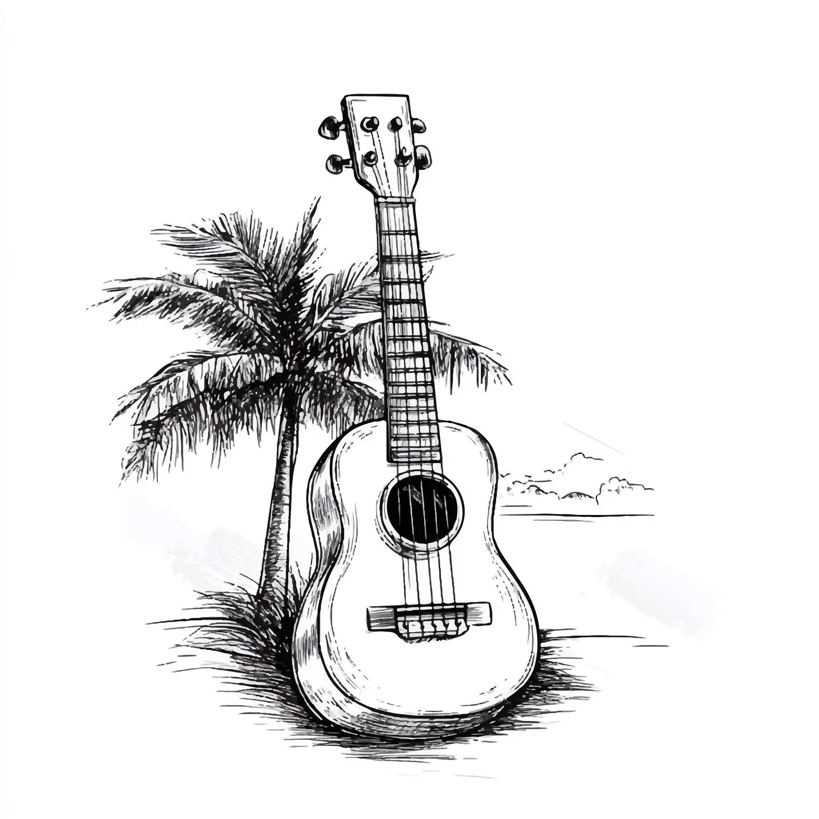 Hand-Drawn Ukulele Illustration on White Background — free download from Dotvec
