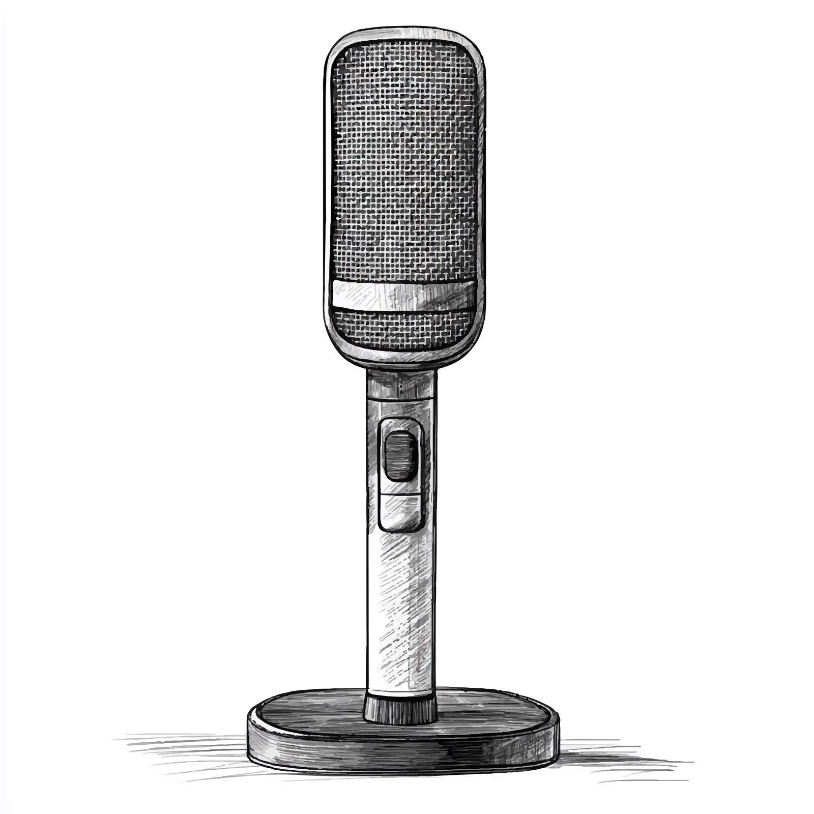 Vintage Desk Microphone Hand-Drawn Sketch — free download from Dotvec