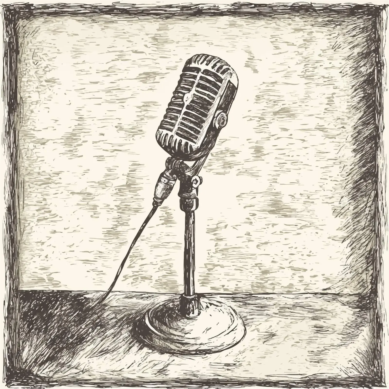 Vintage Desk Microphone Hand-Drawn Sketch — free download from Dotvec