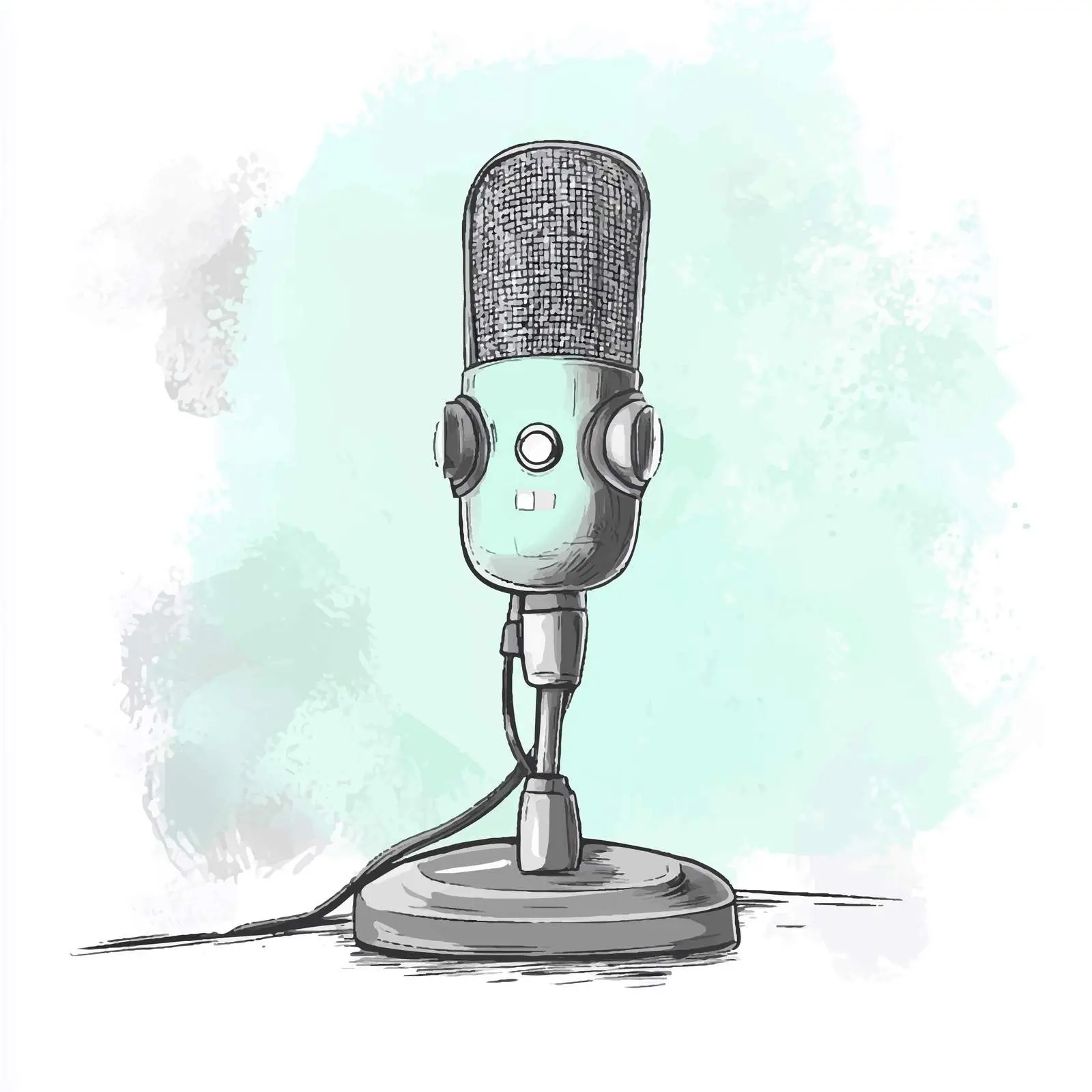 Vintage Desk Microphone Hand-Drawn Sketch — free download from Dotvec