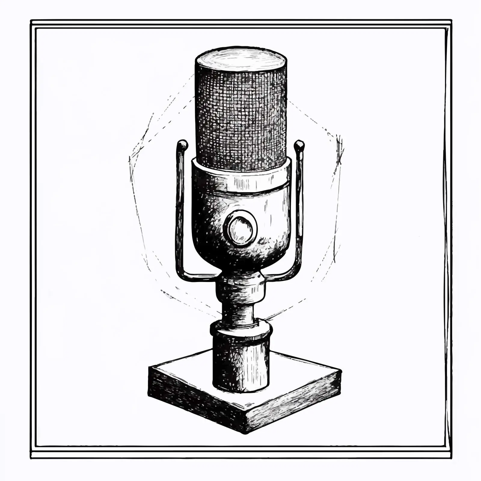 Vintage Desk Microphone Hand-Drawn Sketch — free download from Dotvec