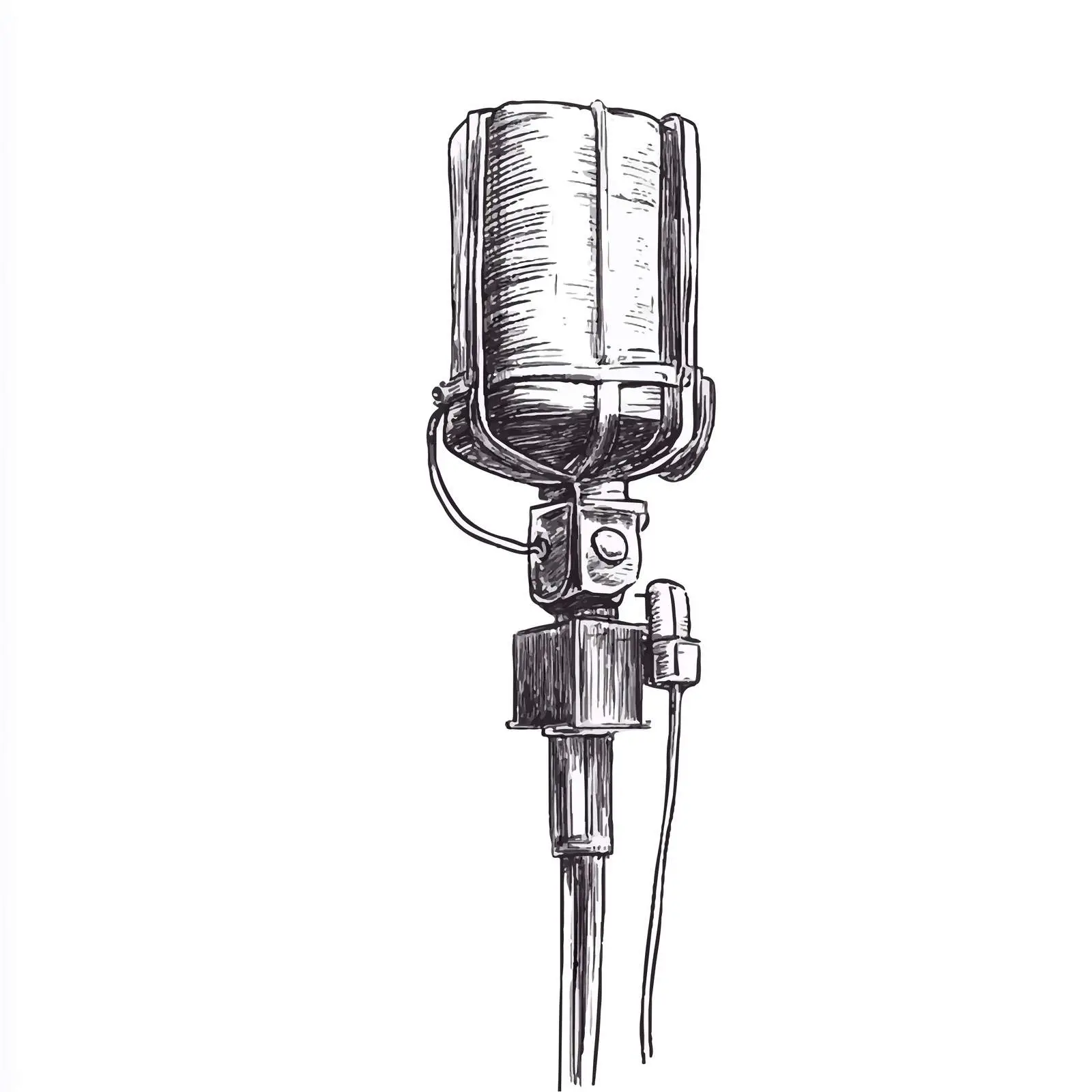 Hand-Drawn Vintage Vocal Microphone Sketch — free download from Dotvec