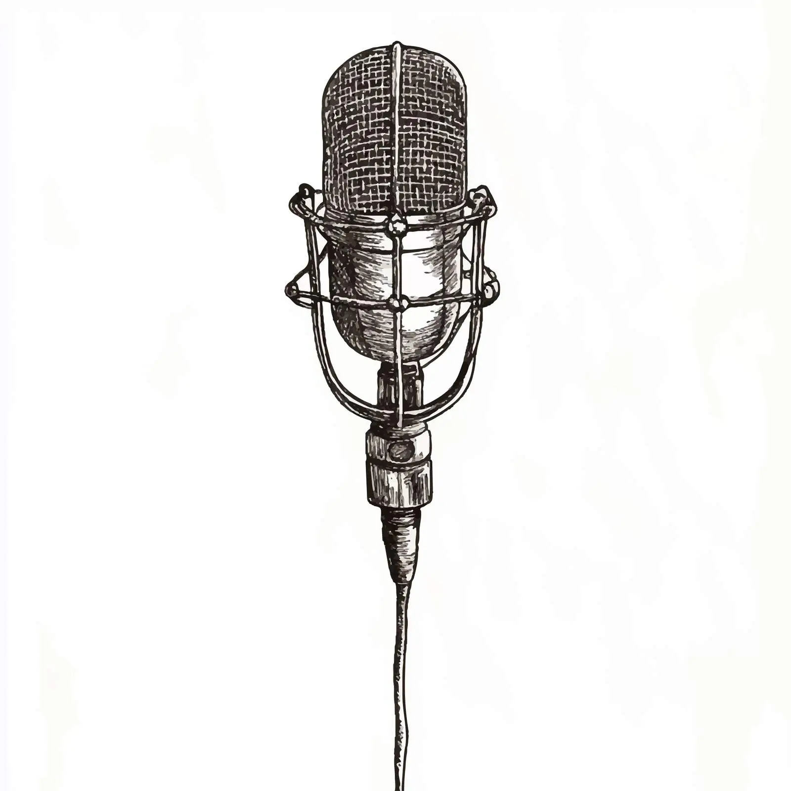 Vintage Hand-Drawn Vocal Microphone Sketch — free download from Dotvec