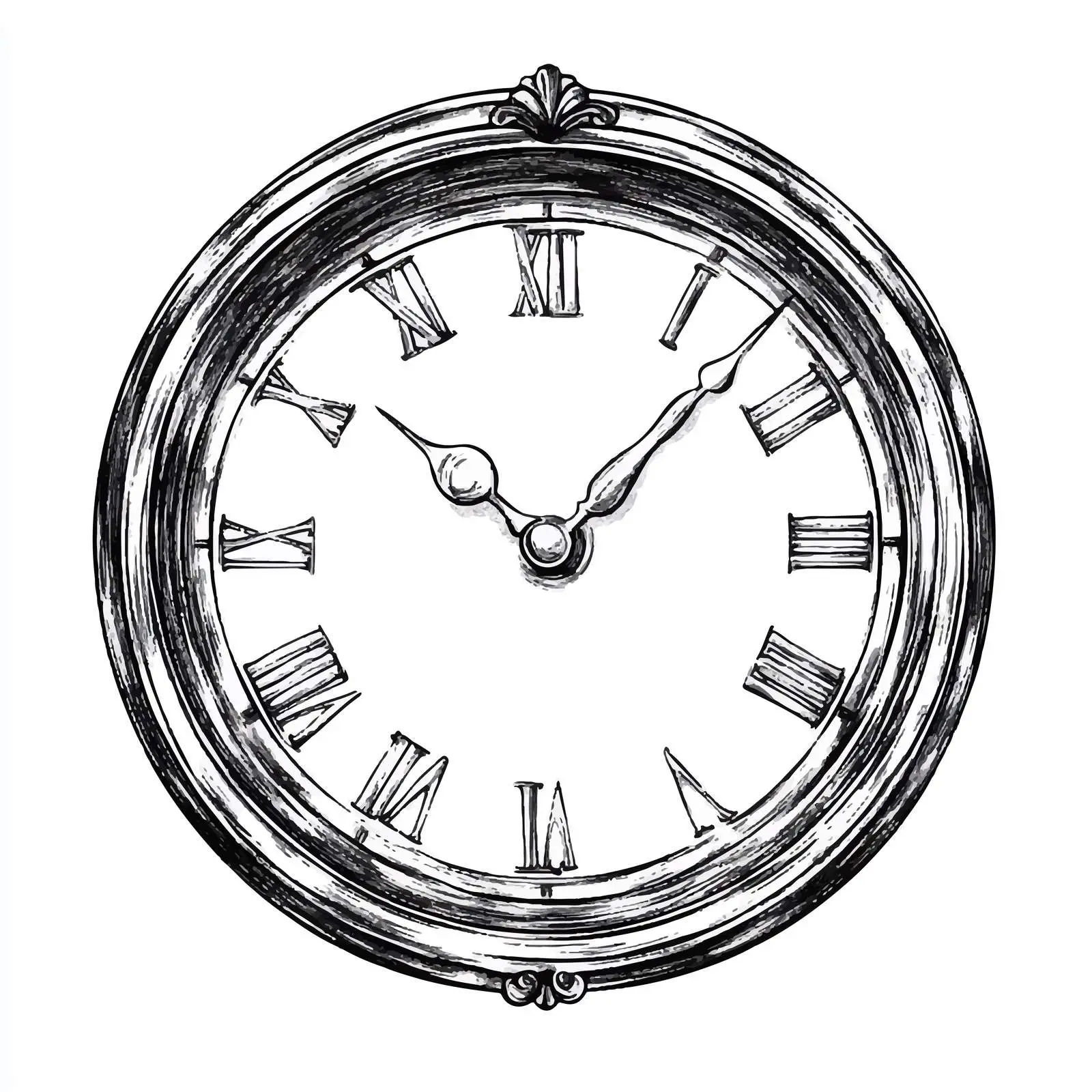 Hand-Drawn Wall Clock Sketch on White Background — free download from Dotvec