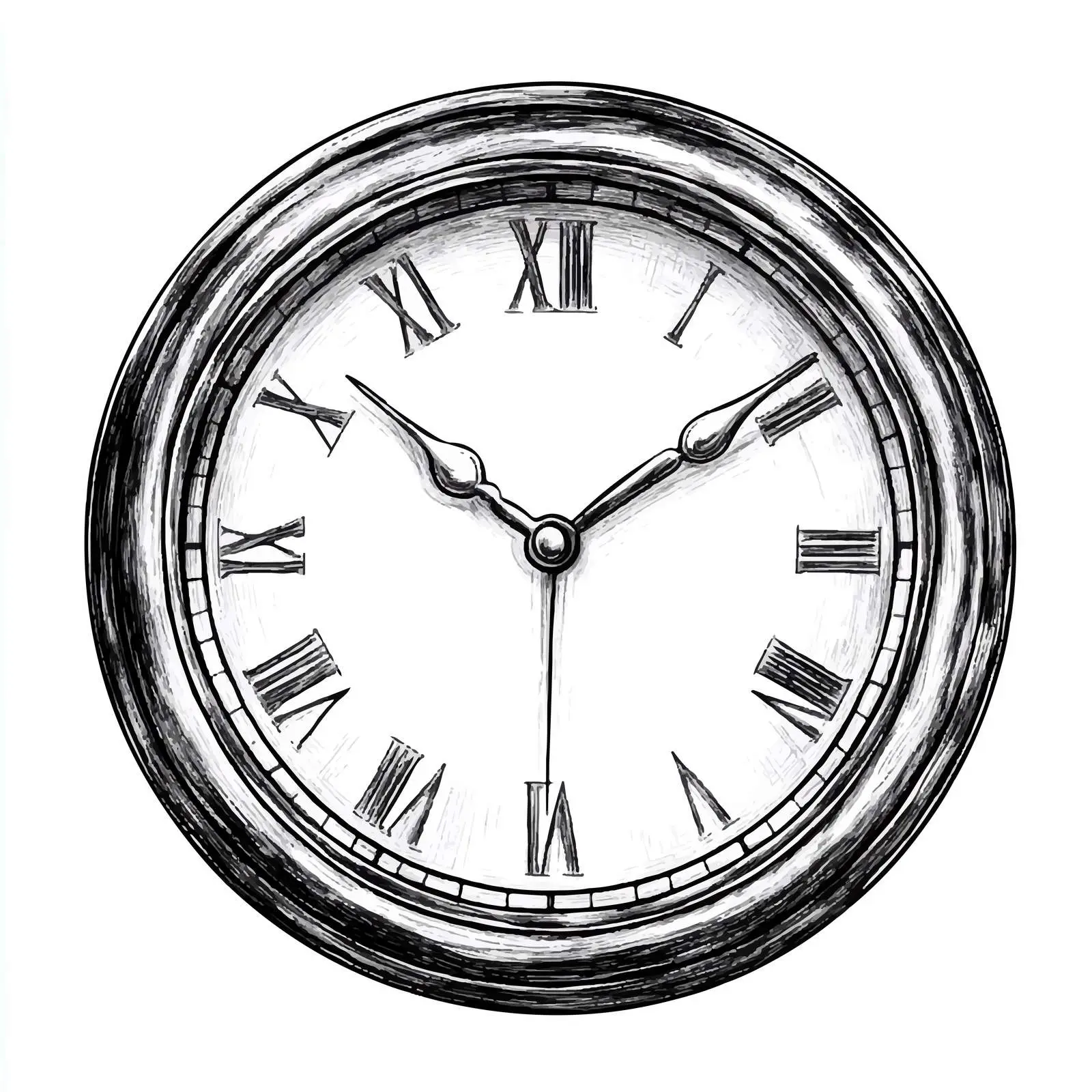 Hand-Drawn Wall Clock Sketch on White Background — free download from Dotvec